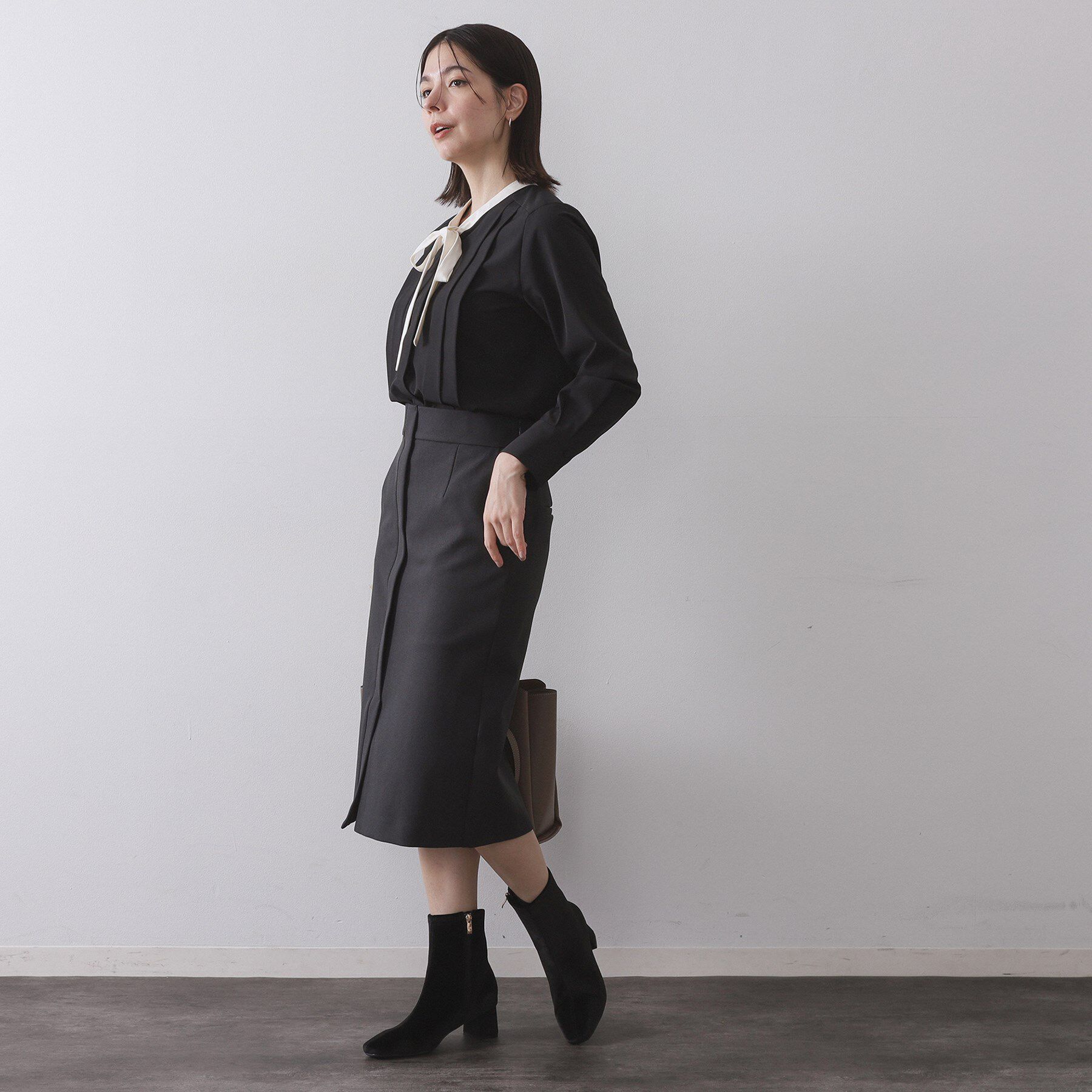 OPAQUE.CLIP「バイカラーボウタイブラウス【洗濯機OK】」|シャツ・ブラウス|