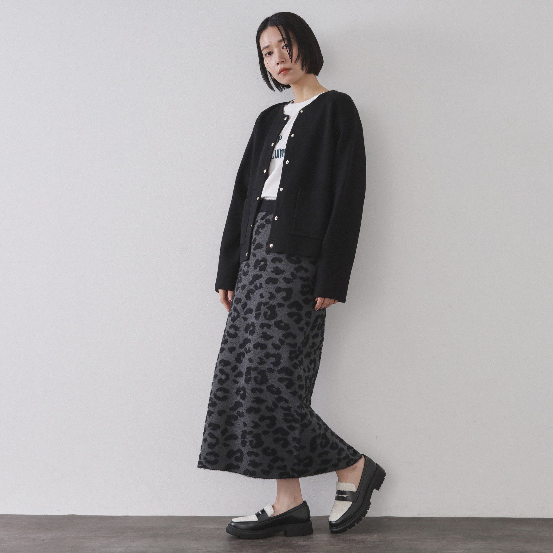 OPAQUE.CLIP「スナップボタン ダブルフェイス配色ニットカーディガン【洗濯機OK】」|カーディガン|