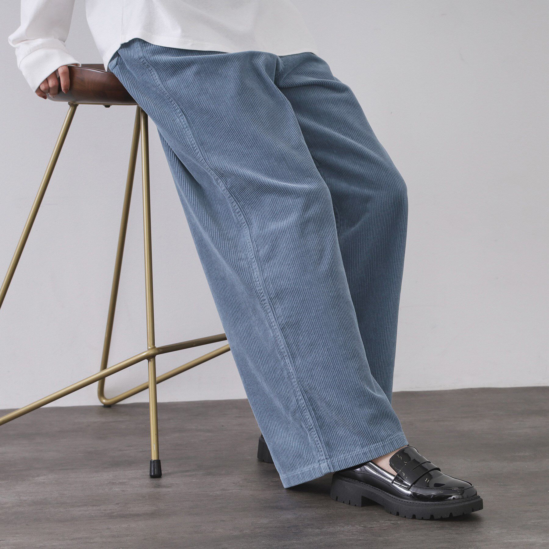OPAQUE.CLIP「コーデュロイワイドパンツ【洗濯機OK】」|その他|ブルー(091)