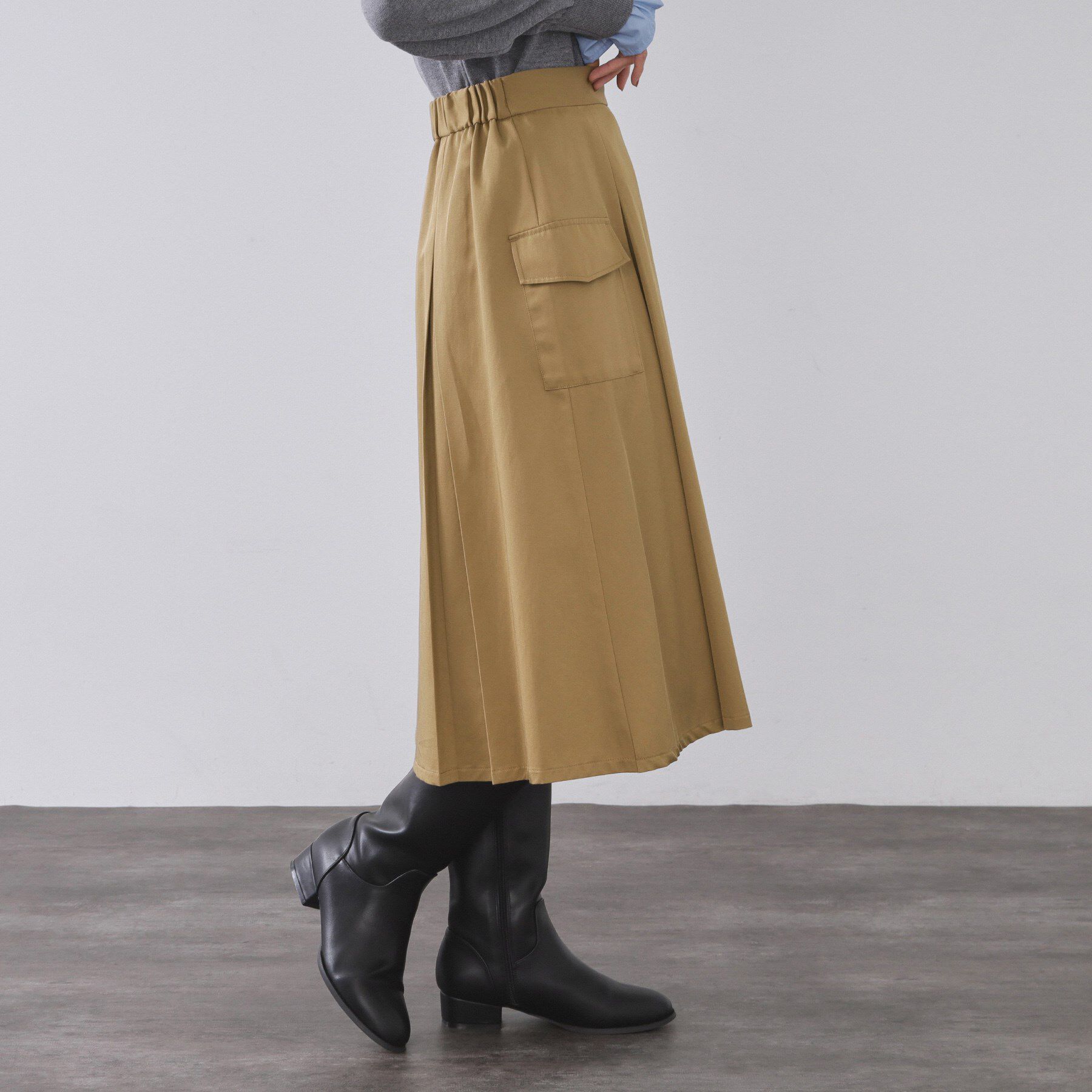 OPAQUE.CLIP「アシメプリーツスカート【洗濯機OK】」|スカート|