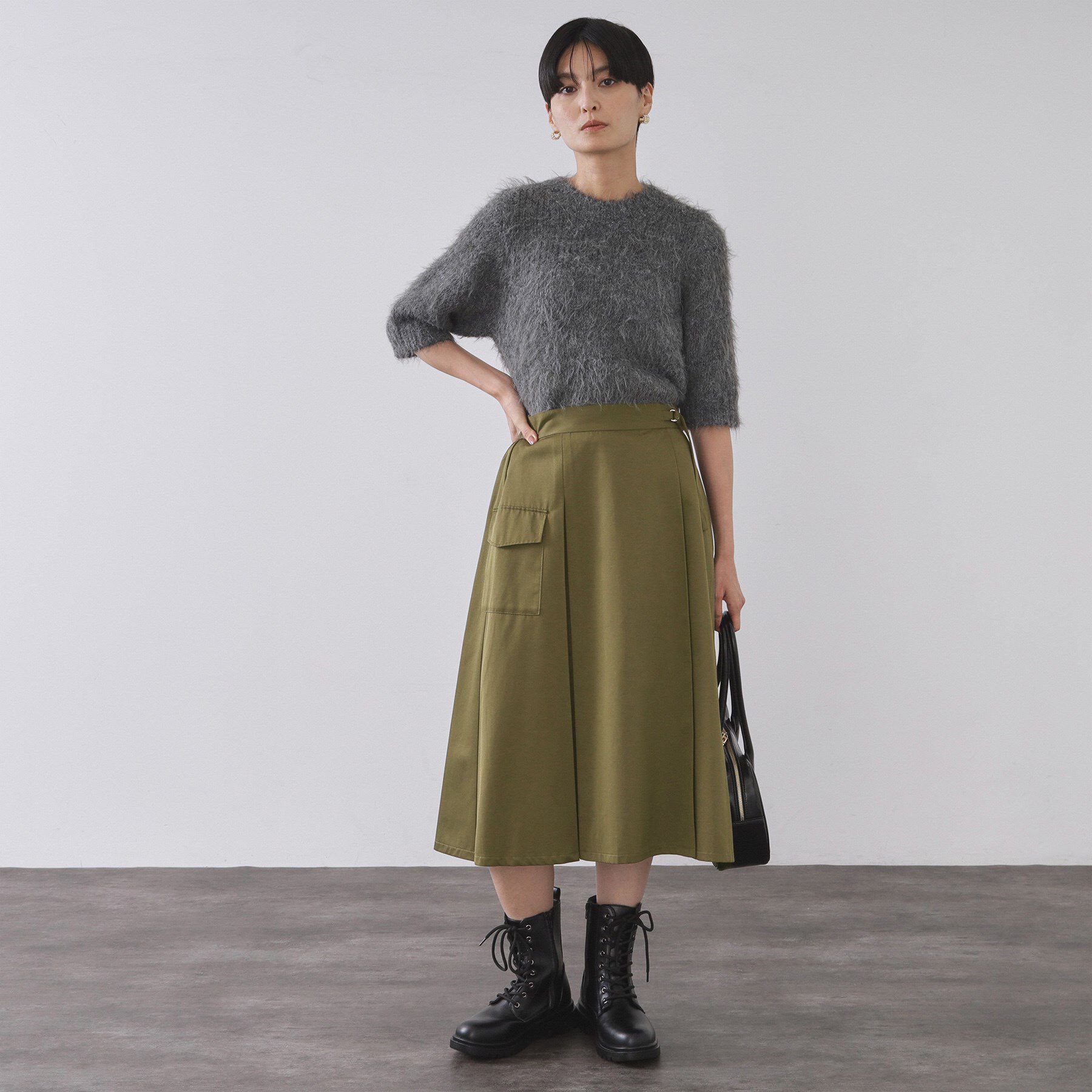 OPAQUE.CLIP「アシメプリーツスカート【洗濯機OK】」|スカート|