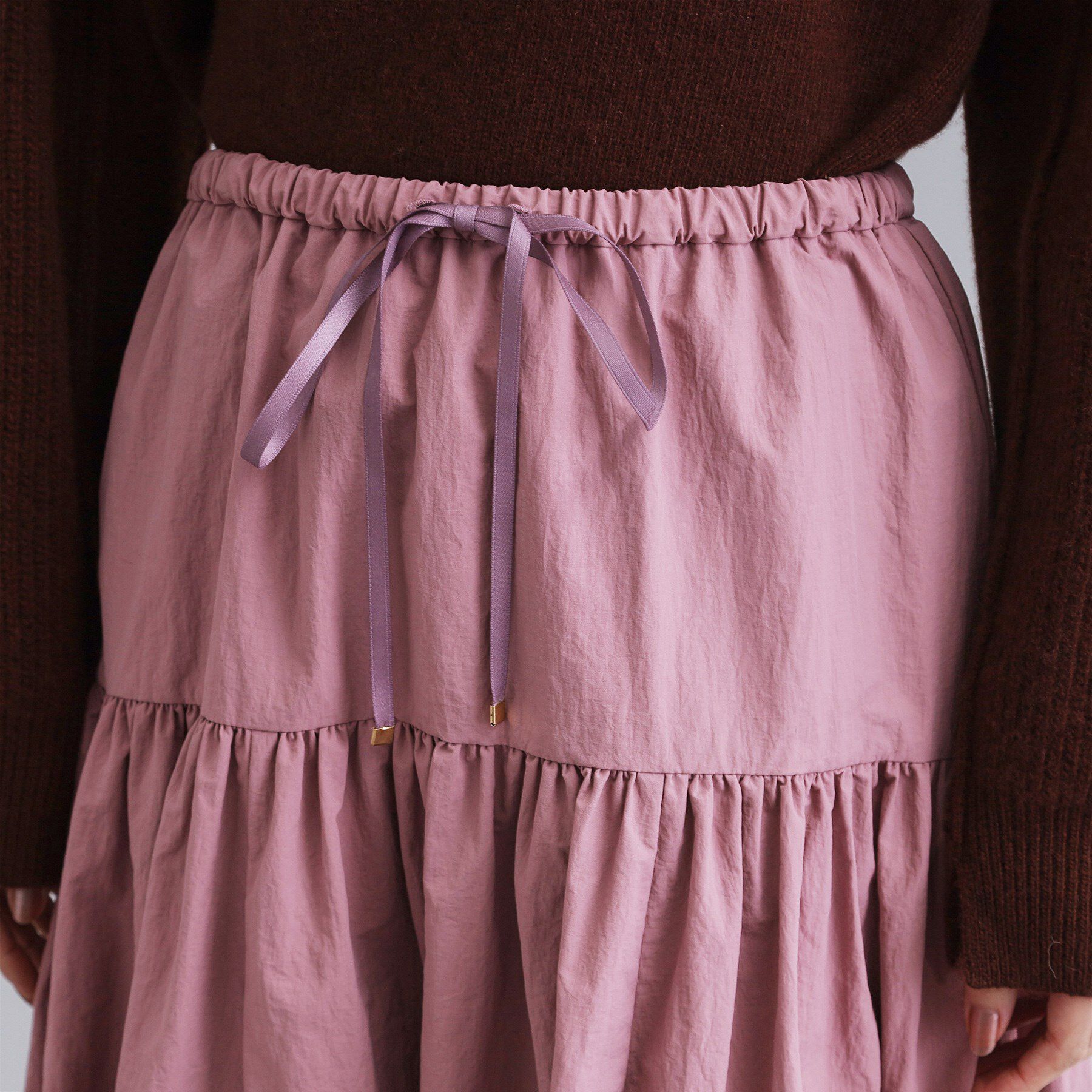 OPAQUE.CLIP「【es】ナイロンティアードマキシスカート【洗濯機OK】」|スカート|