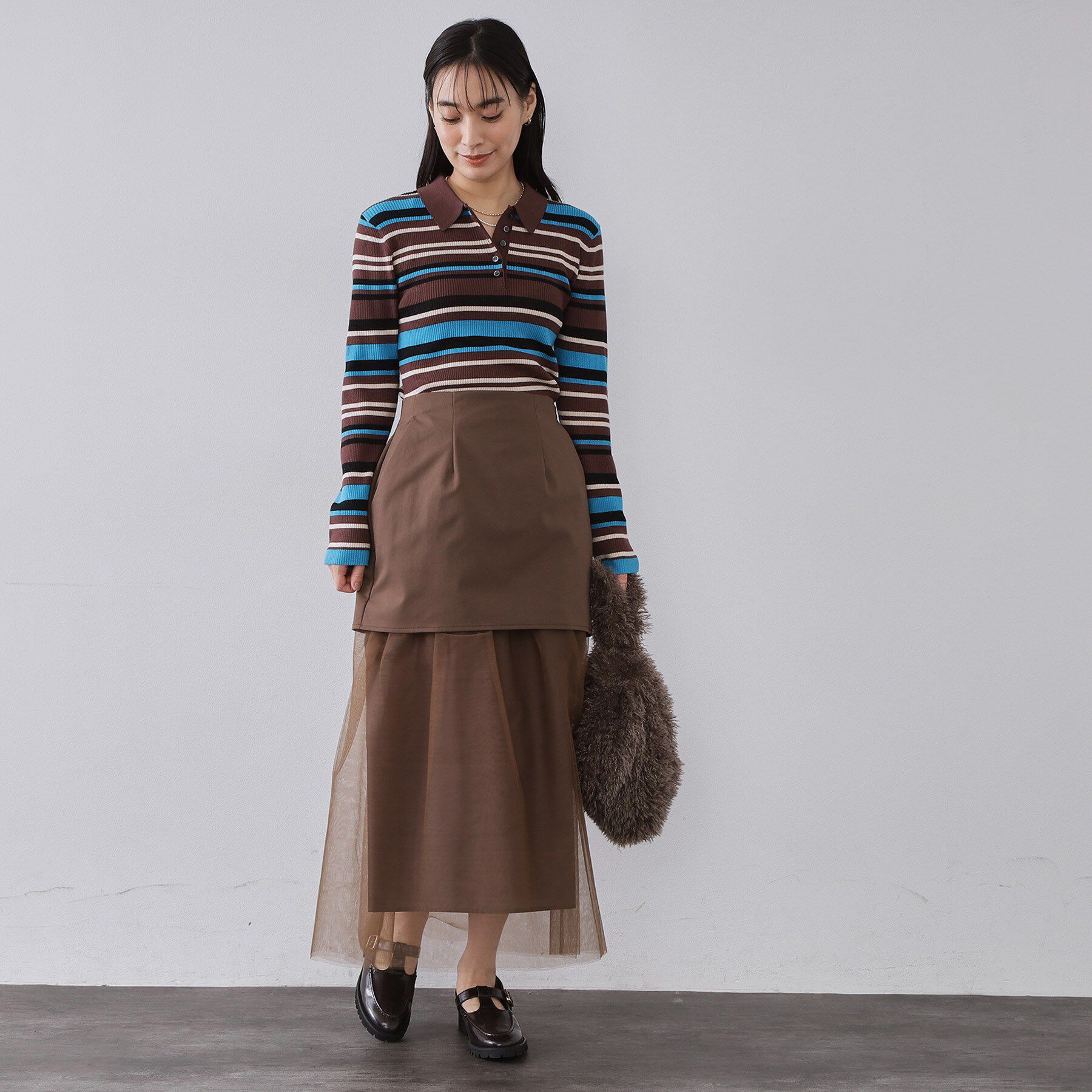 OPAQUE.CLIP「チュールドッキングデザインスカート【洗濯機OK】」|スカート|