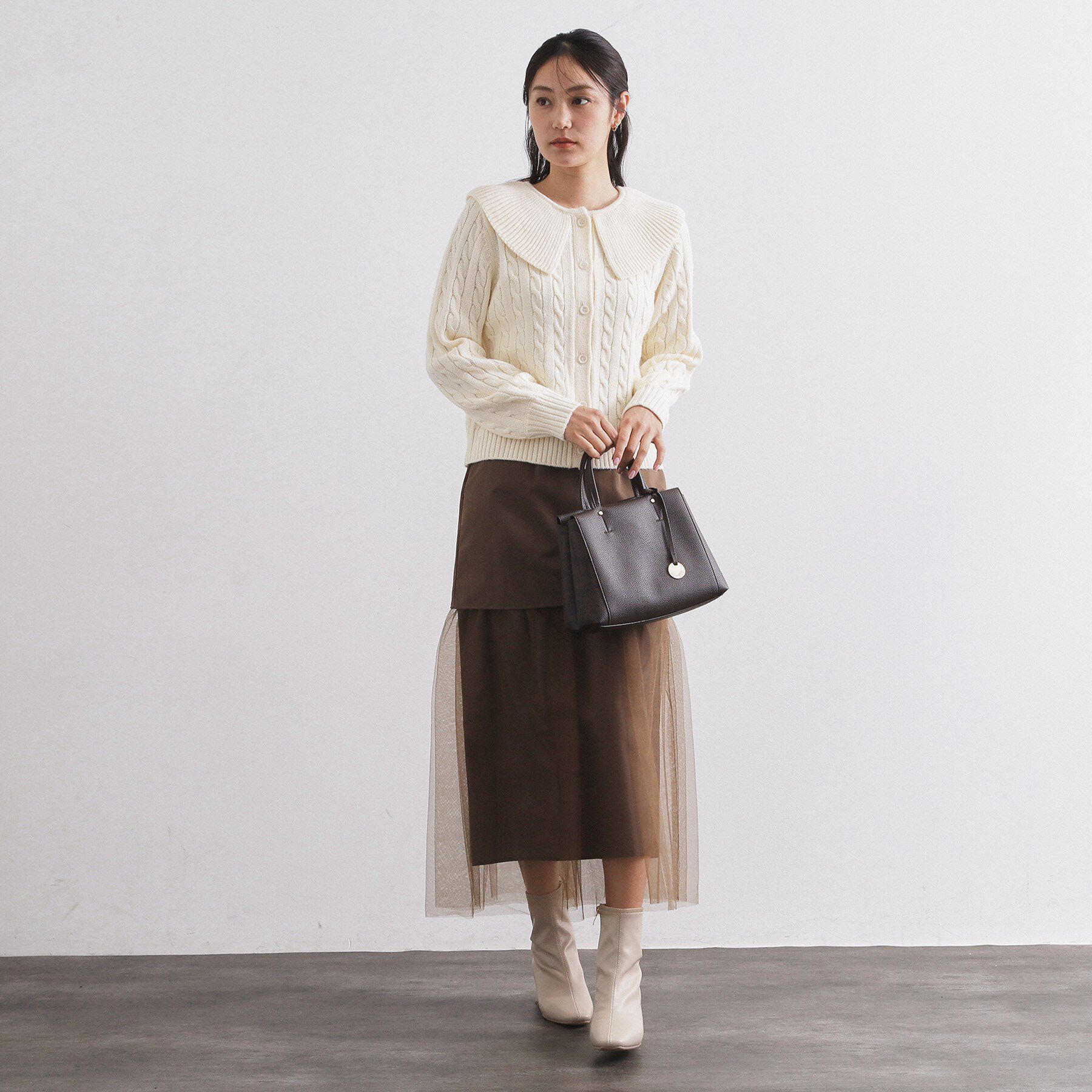 OPAQUE.CLIP「ビック襟ケーブルニット【洗濯機OK／抗ピル】」|ニット・セーター|