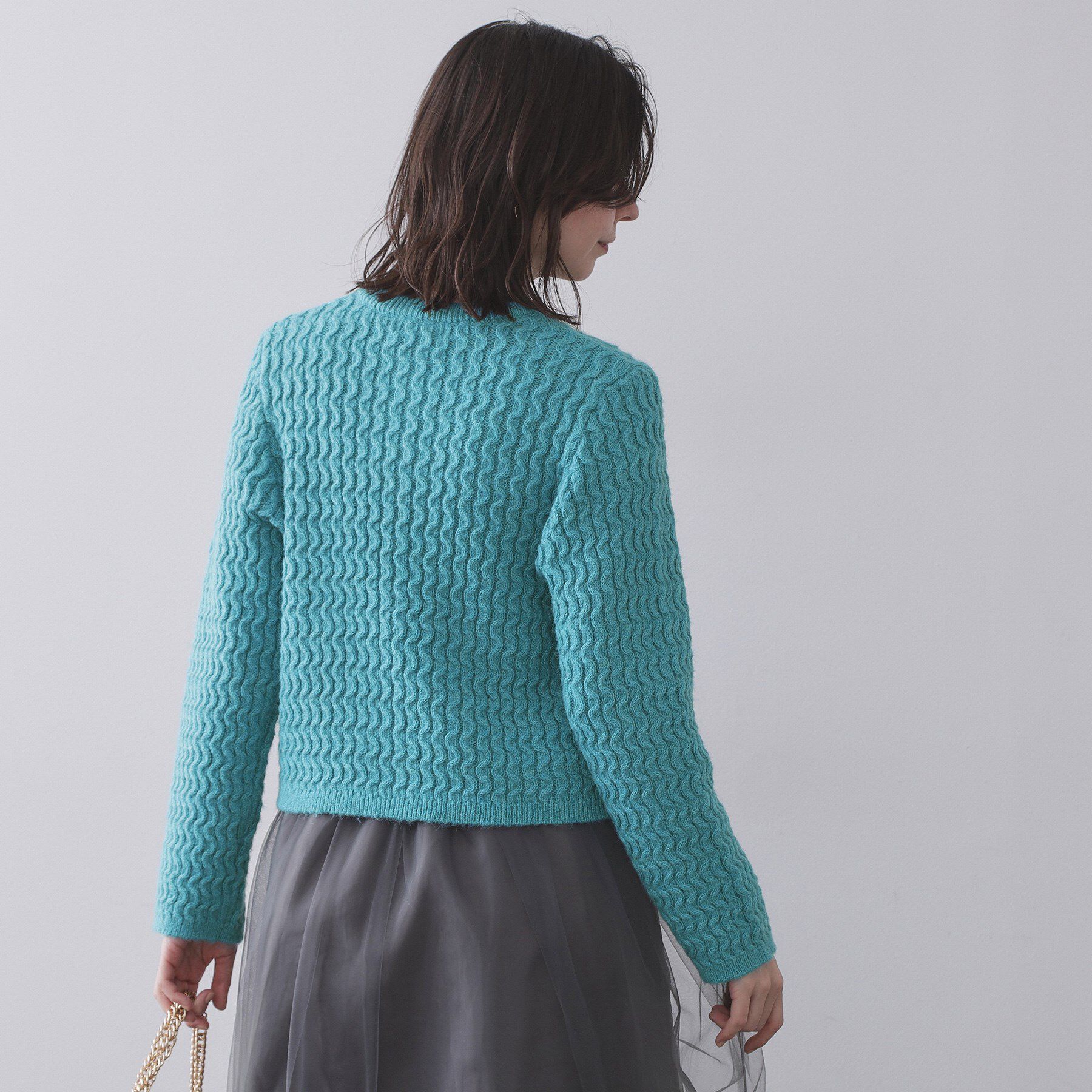 OPAQUE.CLIP「モヘヤタッチケーブル金ボタンカーディガン【洗濯機OK】」|カーディガン|