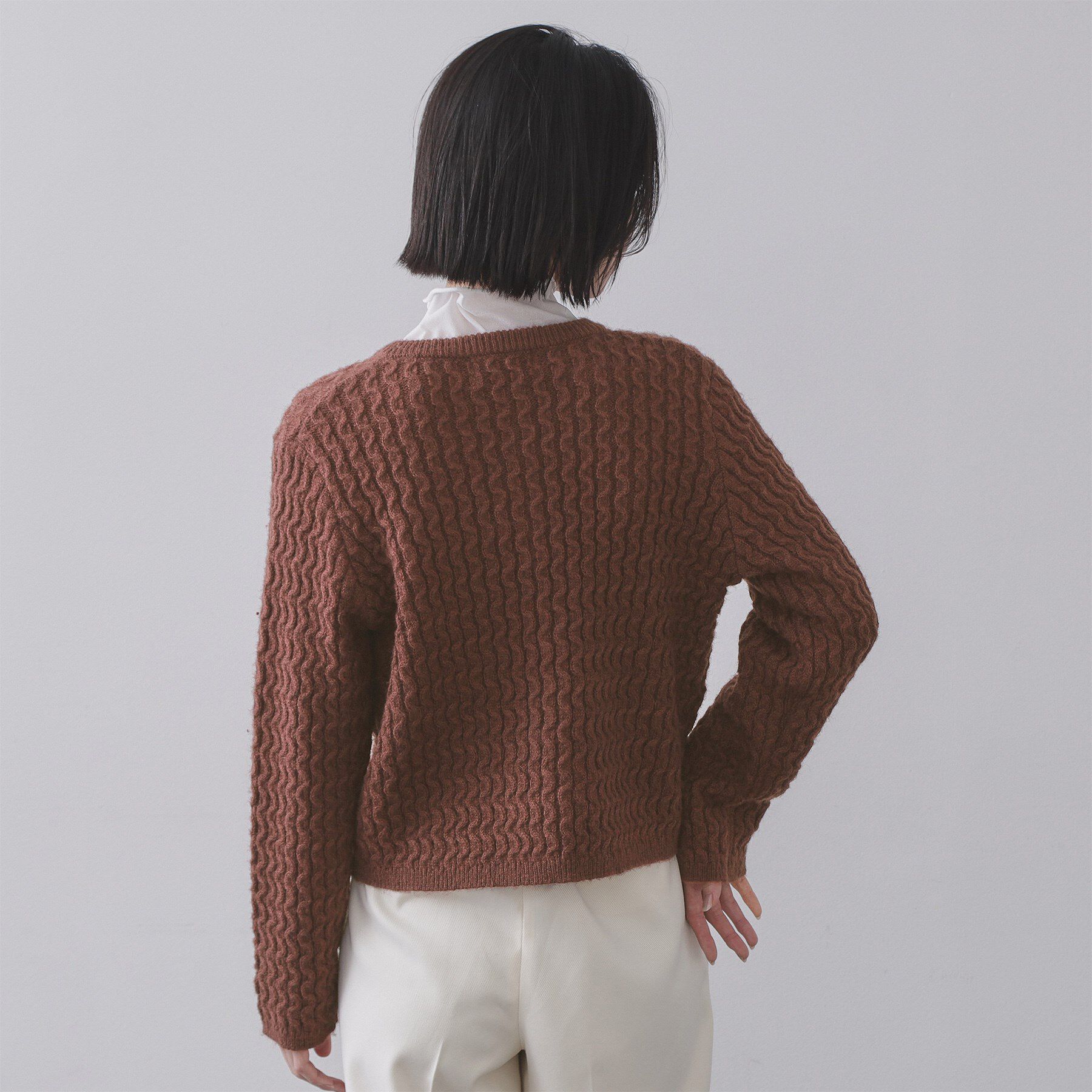 OPAQUE.CLIP「モヘヤタッチケーブル金ボタンカーディガン【洗濯機OK】」|カーディガン|