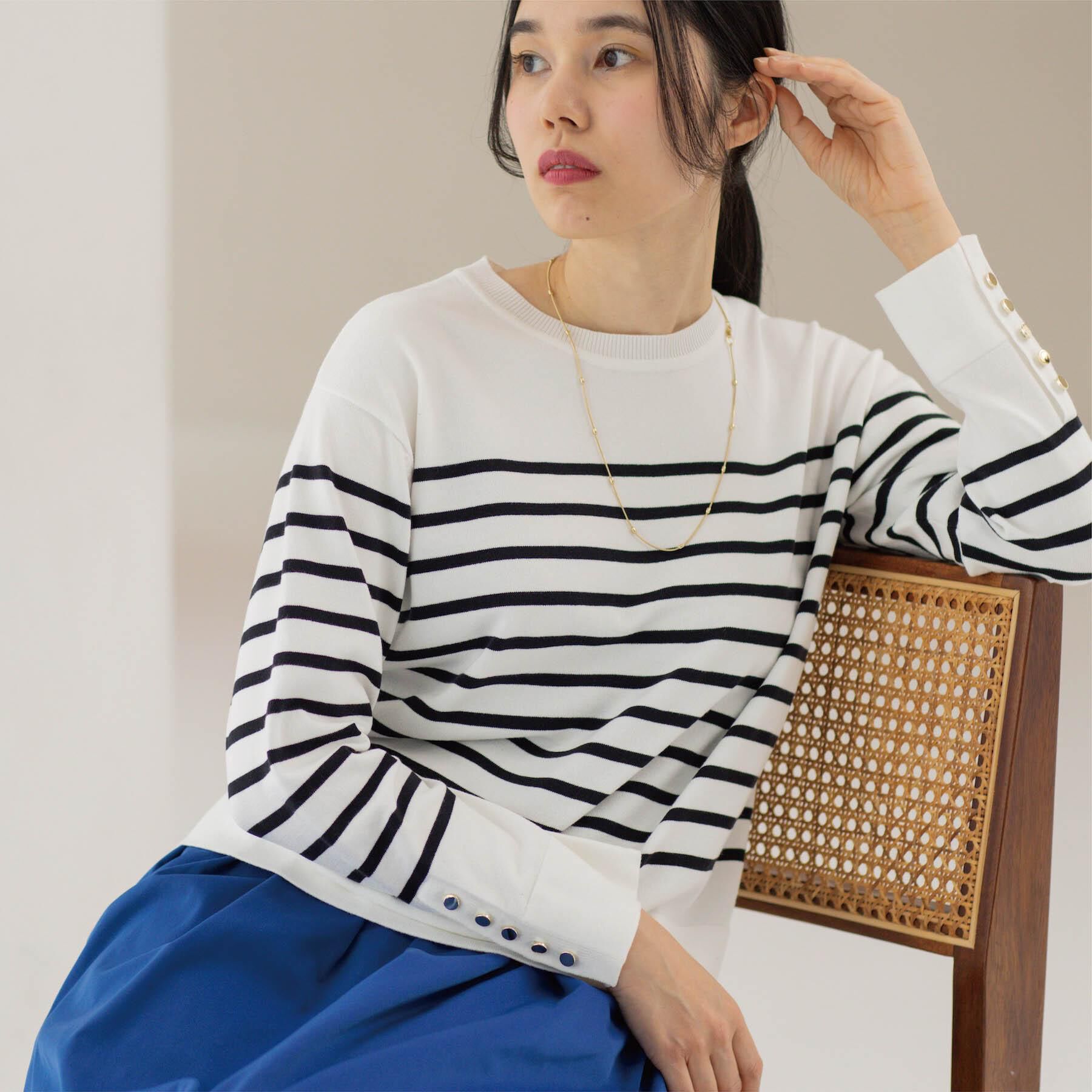 OPAQUE.CLIP「金ボタン使いリラクシーニット【洗濯機OK】」|ニット・セーター|