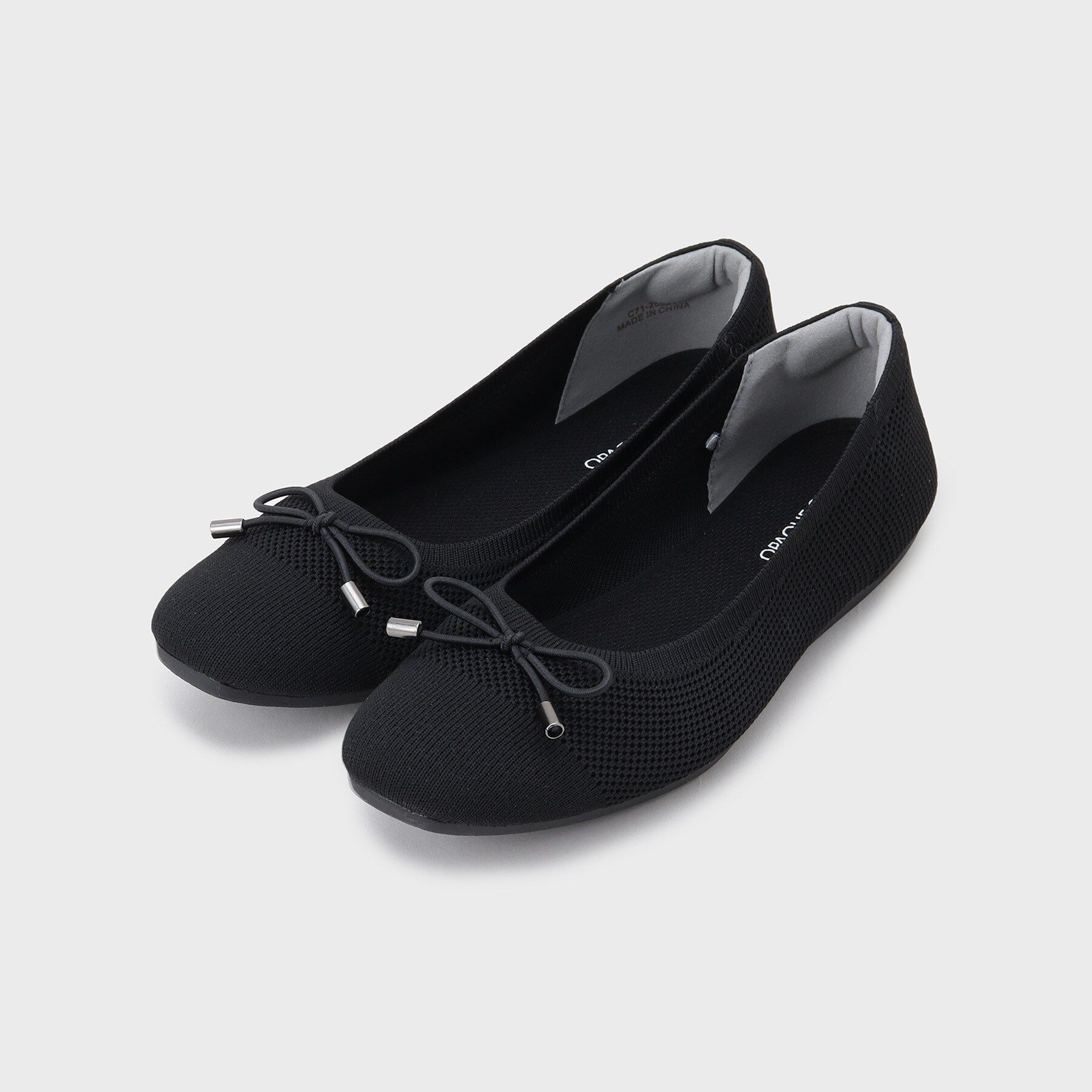 OPAQUE.CLIP「【抗菌防臭／軽量／マシンウォッシャブル】スクエアトゥメッシュニットバレエシューズ」|その他|ブラック(019)