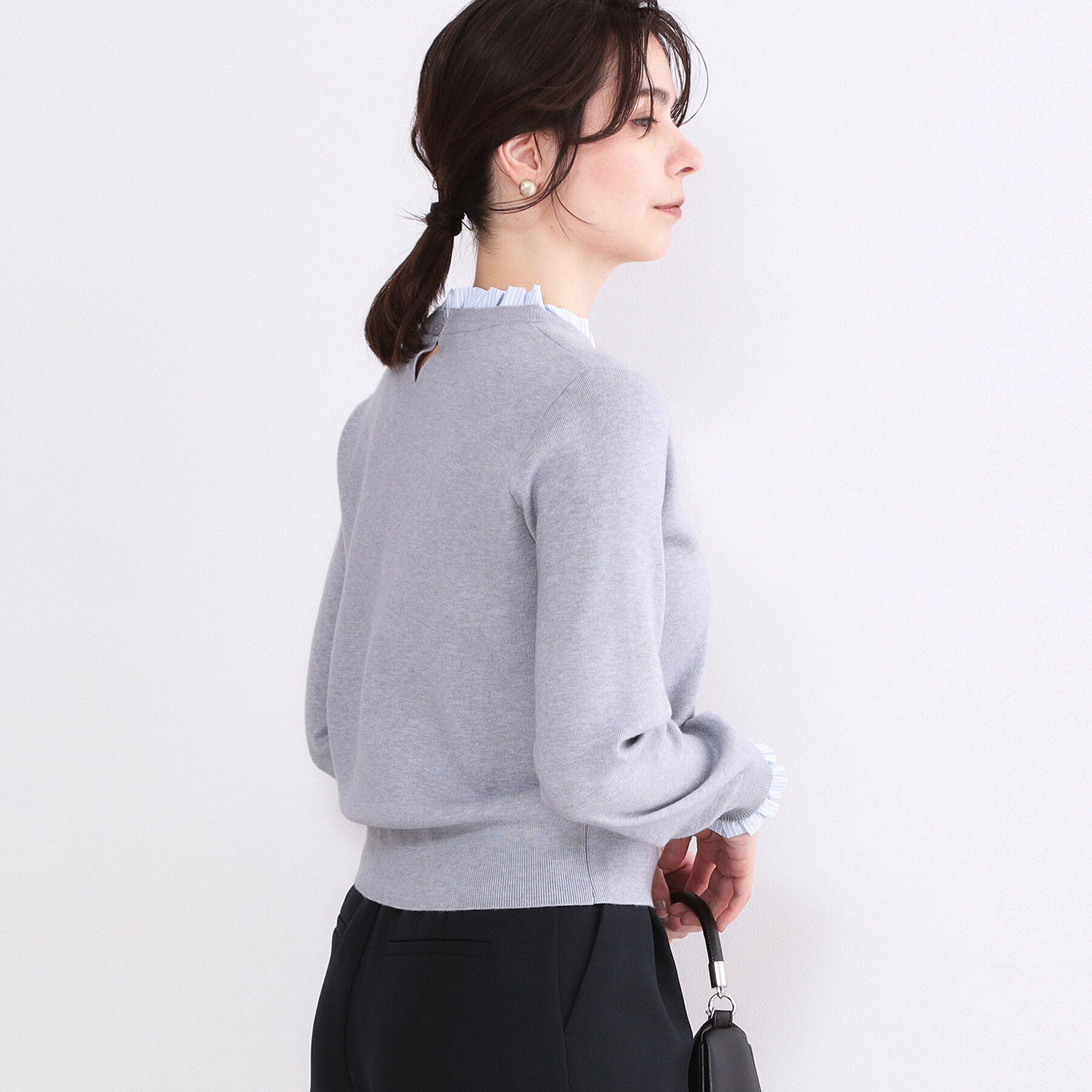 OPAQUE.CLIP「襟フリルドッキングニット【洗濯機OK】」|ニット・セーター|