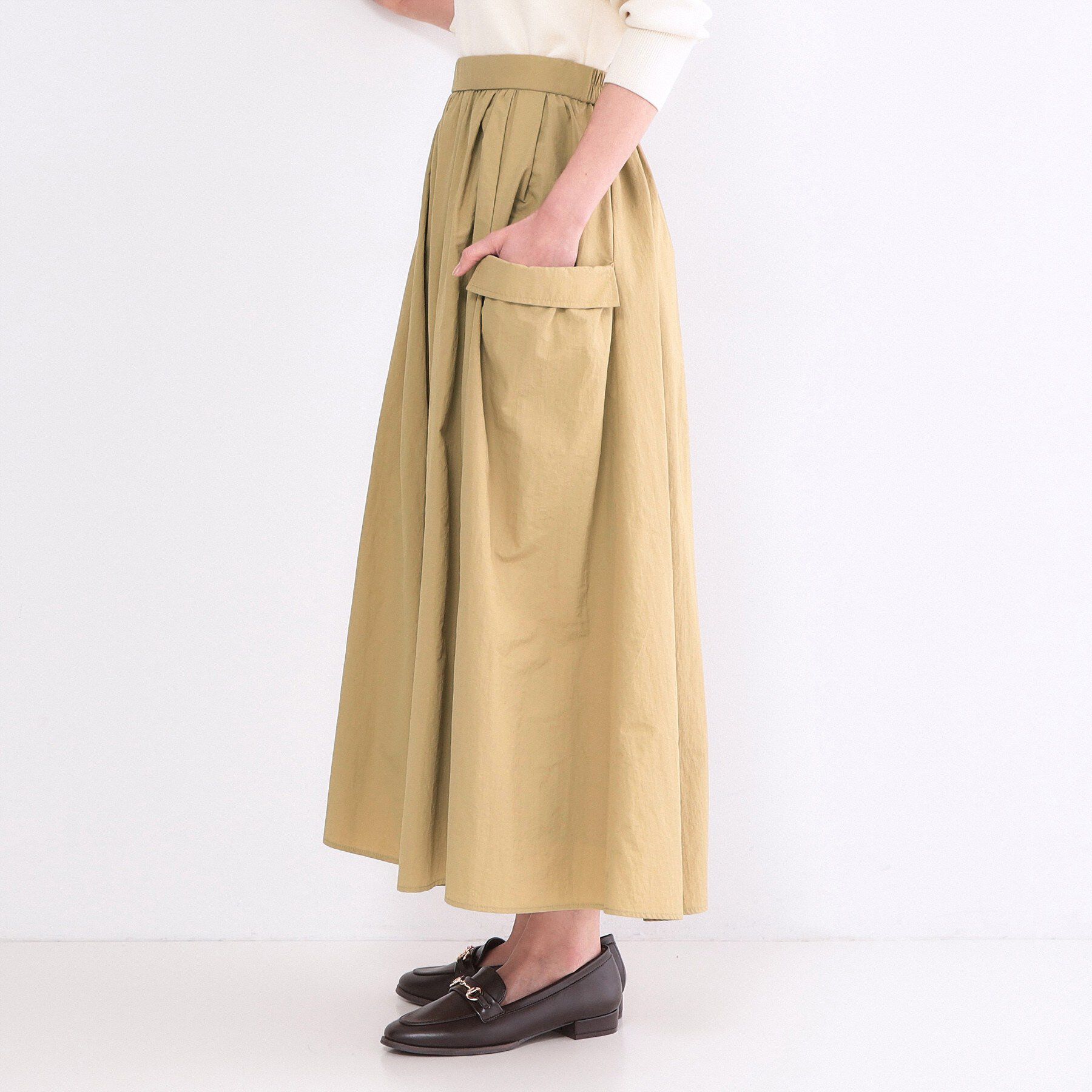 OPAQUE.CLIP「サイドポケットギャザースカート【洗濯機OK】」|スカート|