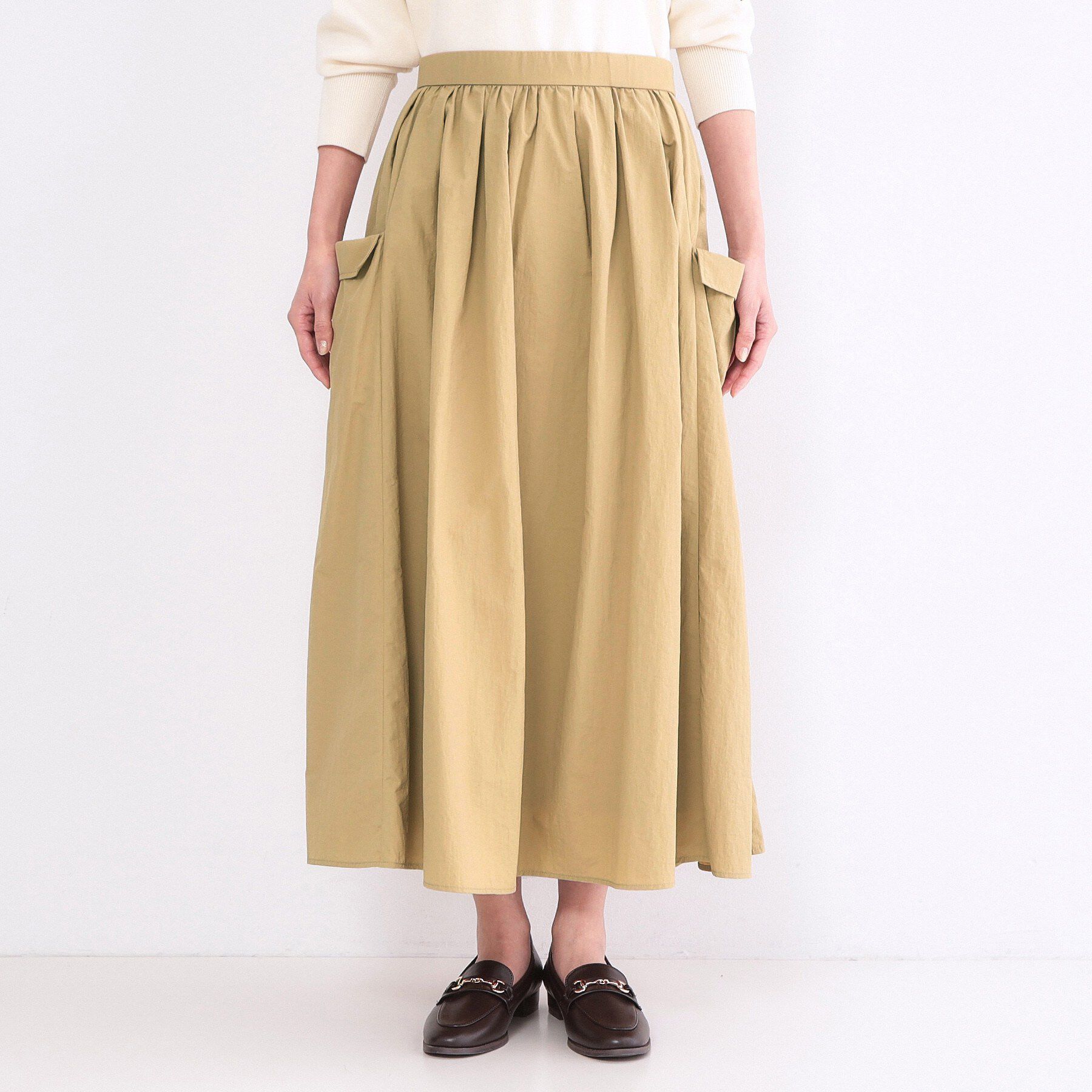 OPAQUE.CLIP「サイドポケットギャザースカート【洗濯機OK】」|スカート|