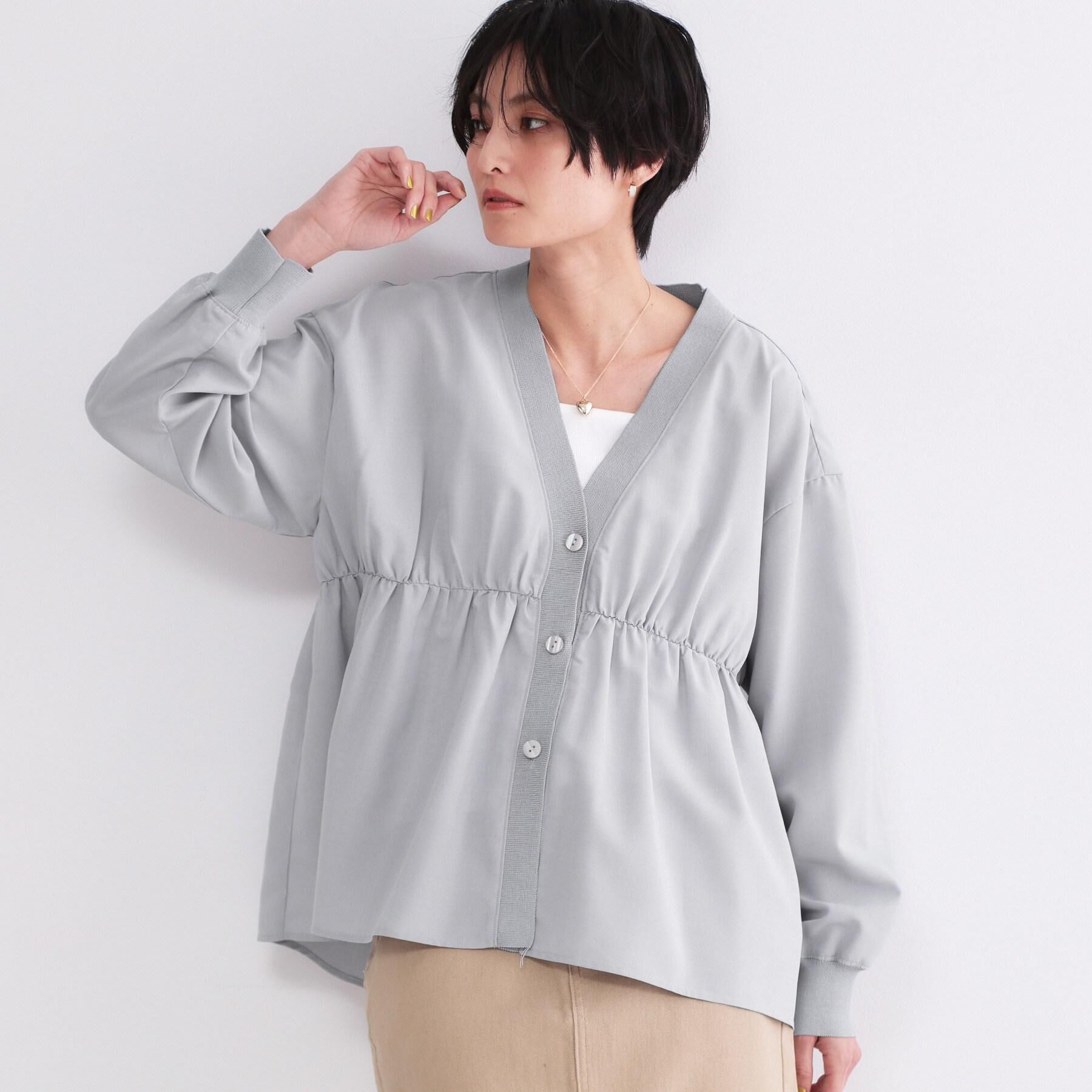 OPAQUE.CLIP「ブラウス風Vネックカーディガン【洗濯機OK】」|カーディガン|