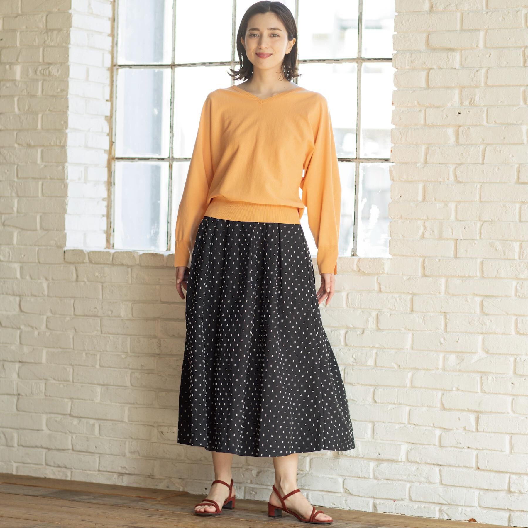 OPAQUE.CLIP「ドビードットタックフレアスカート【洗濯機OK】」|スカート|