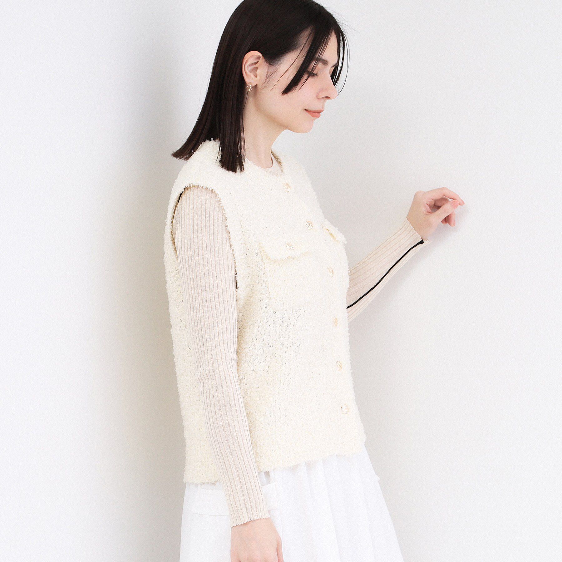 OPAQUE.CLIP「変形金ボタンニットベスト【洗濯機OK】」|ベスト・ジレ|
