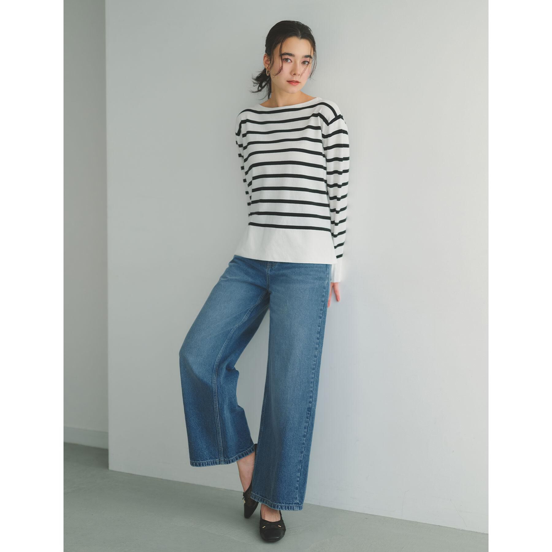 OPAQUE.CLIP「UV リラクシーボートネックニット／オーガニックコットン混【洗濯機OK】《5col》」|ニット・セーター|