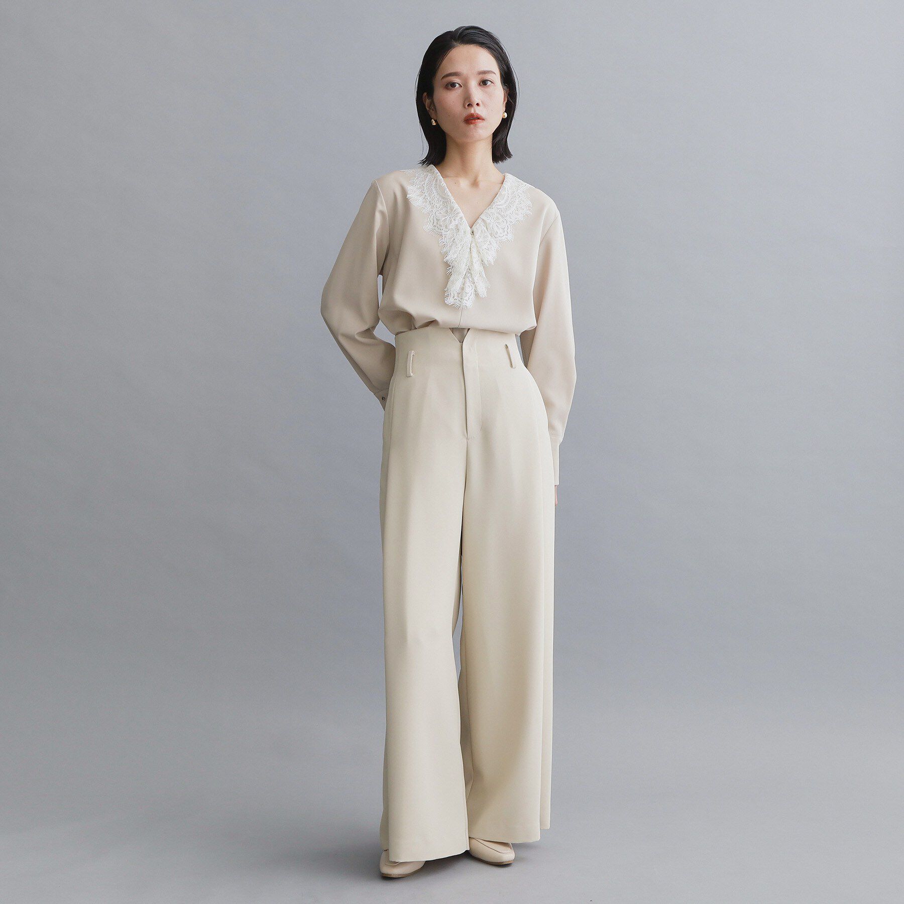 OPAQUE.CLIP「【es】ハイウエストタックワイドパンツ/セットアップ対応可【洗濯機OK】」|その他|