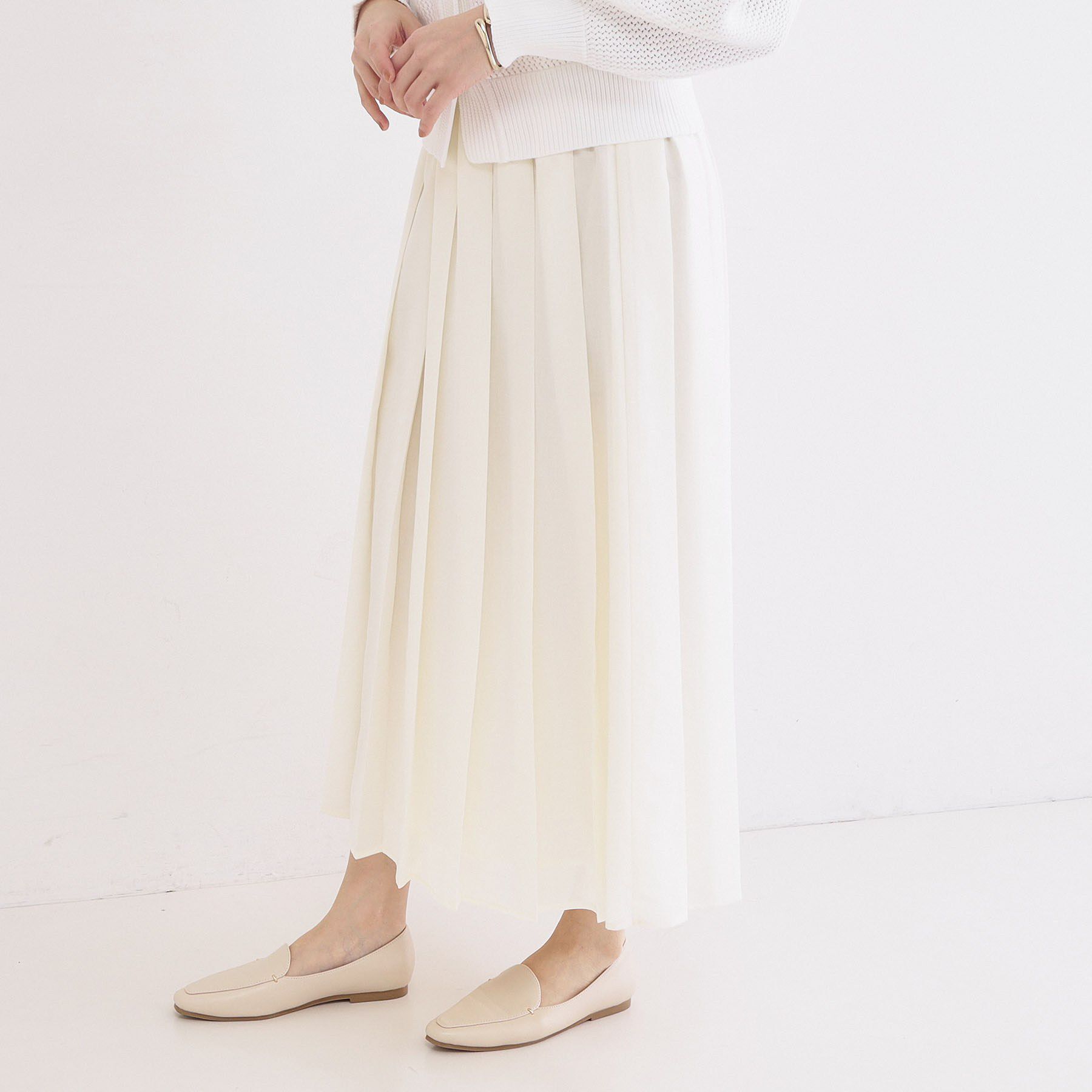 OPAQUE.CLIP「シアーリネンブレンドイージープリーツスカート【洗濯機OK】」|スカート|