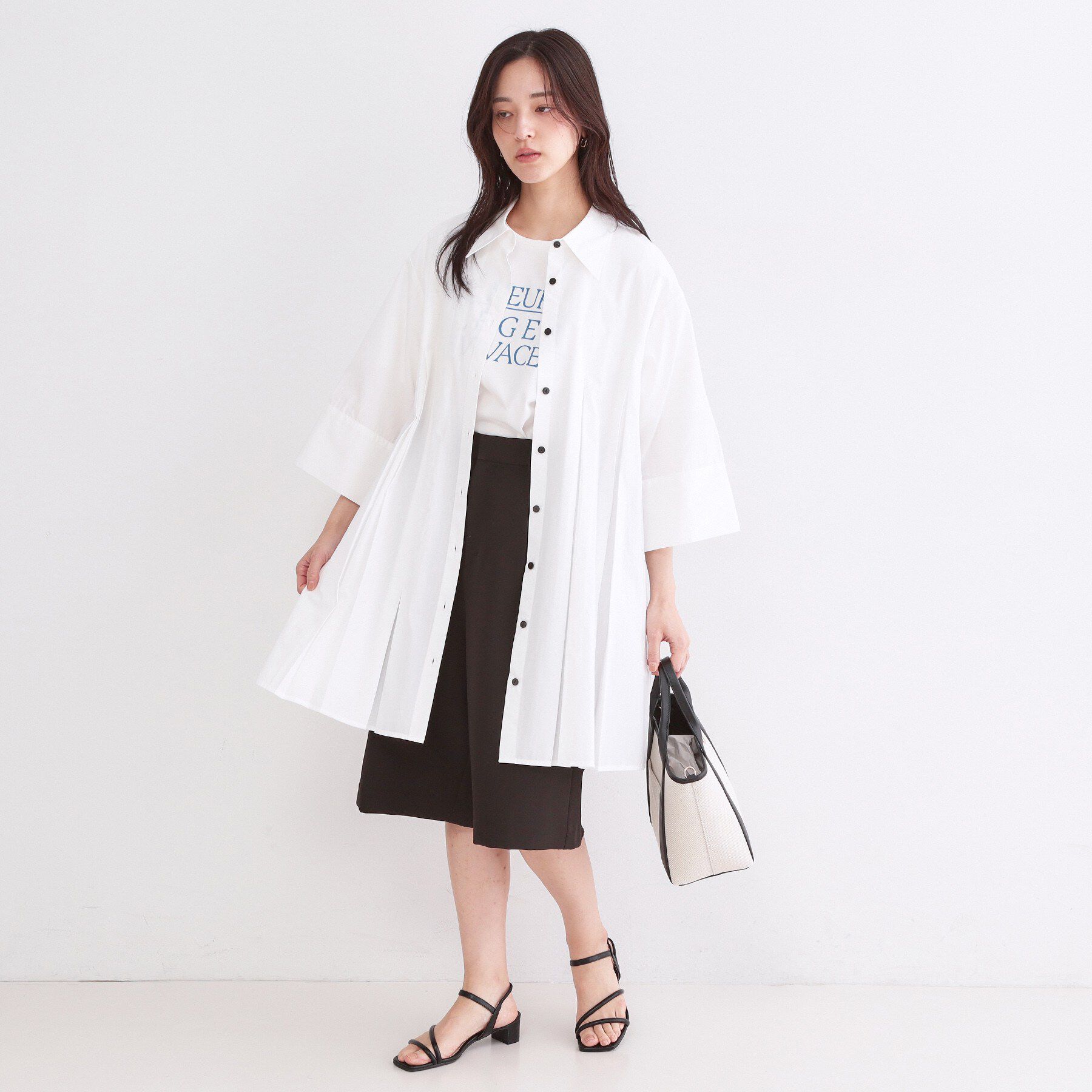 OPAQUE.CLIP「プリーツミニシャツワンピース【洗濯機OK】」|ワンピース|