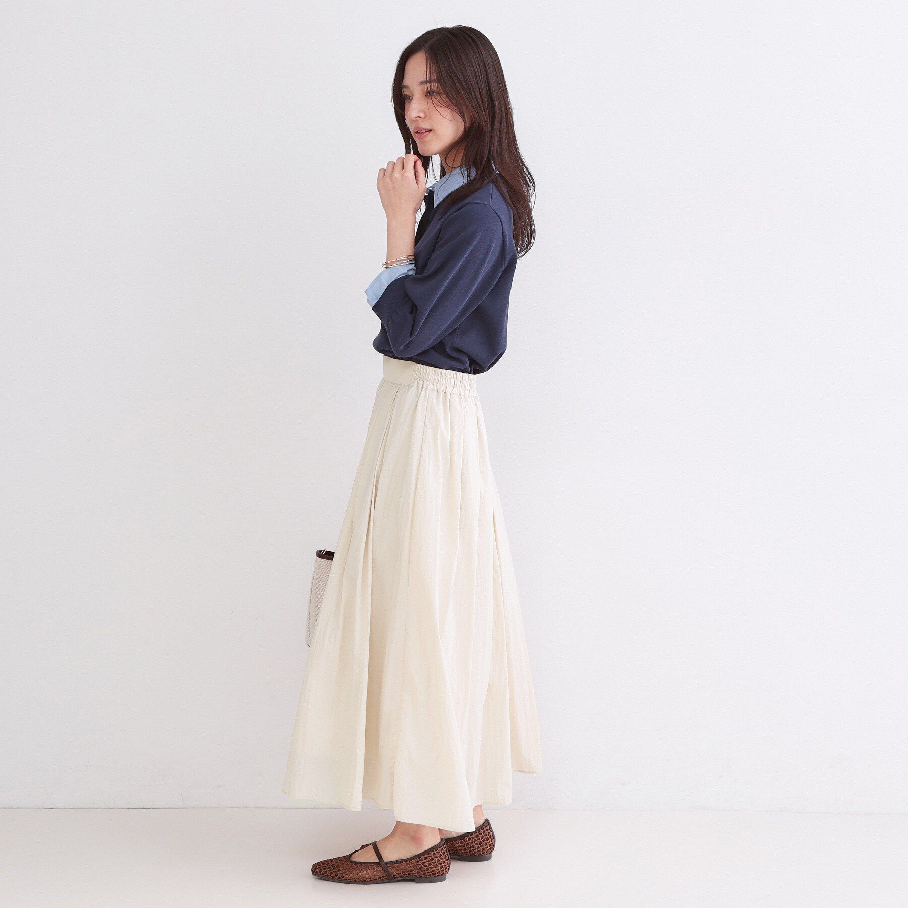 OPAQUE.CLIP「シアーヴィンテージイージーフレアスカート【洗濯機OK】」|スカート|