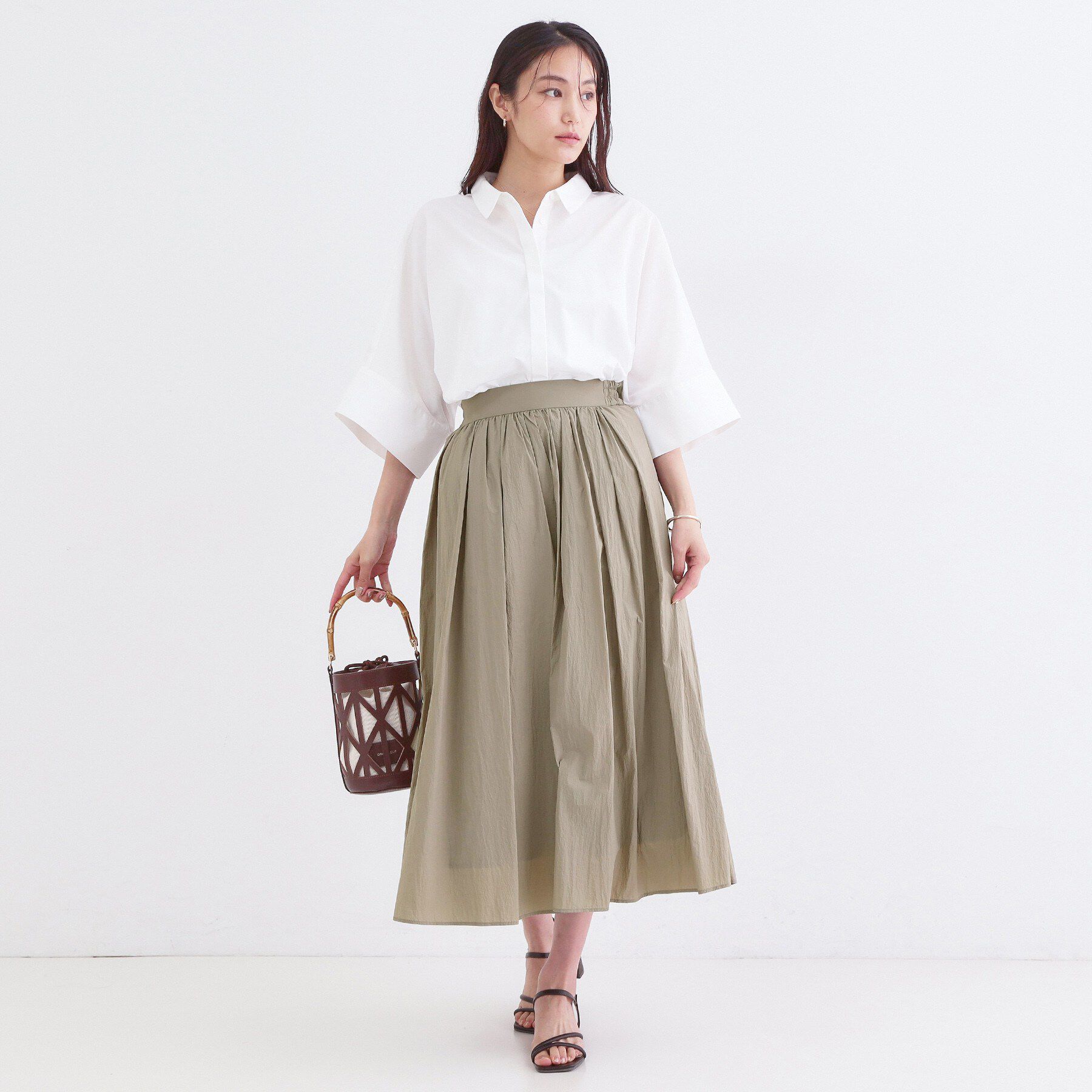 OPAQUE.CLIP「シアーヴィンテージイージーフレアスカート【洗濯機OK】」|スカート|