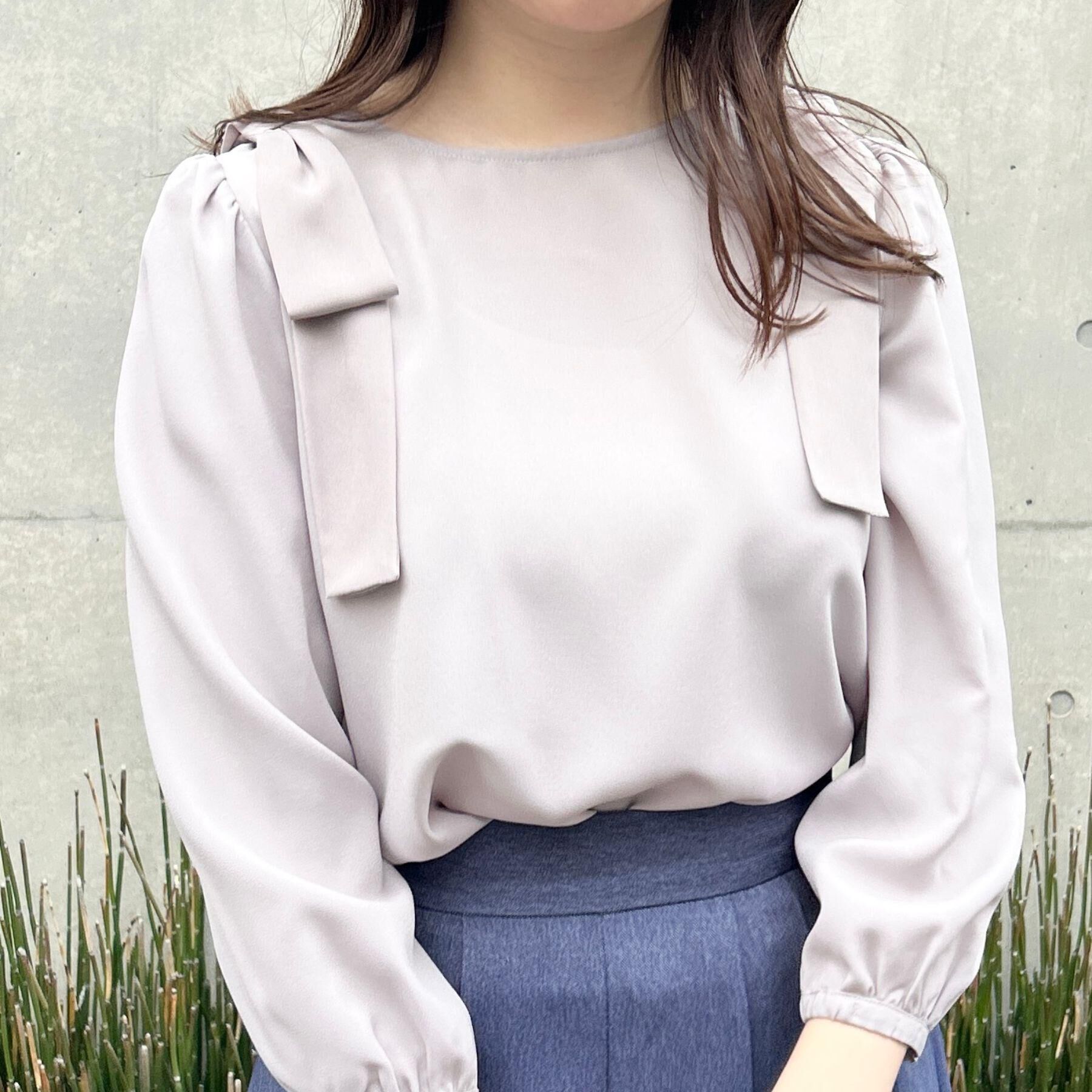 Couture broach「【フェミニン・通勤】肩リボンシフォンブラウス」|シャツ・ブラウス|