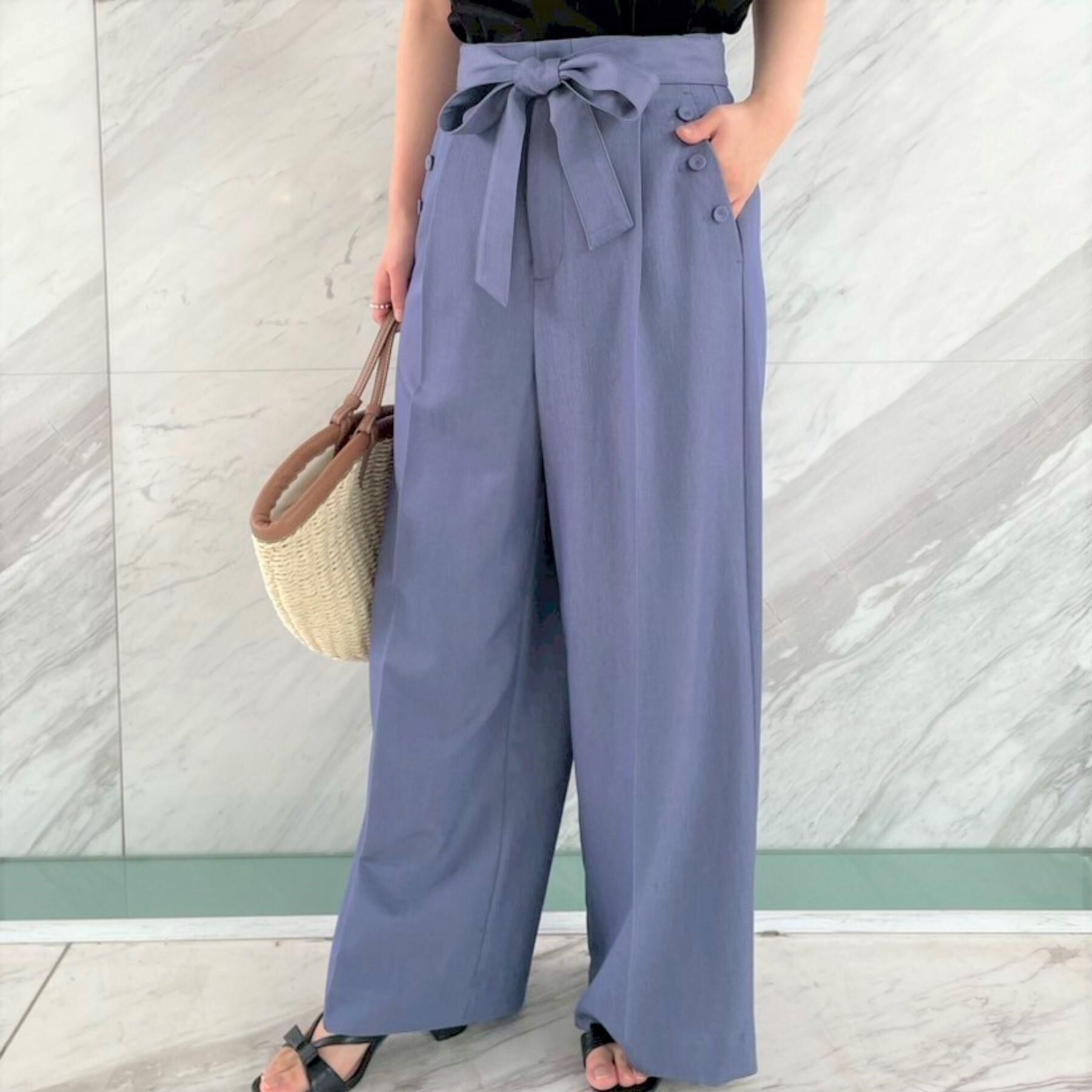 Couture broach「【リボン付き・通勤】シャンブレーワイドパンツ」|その他|