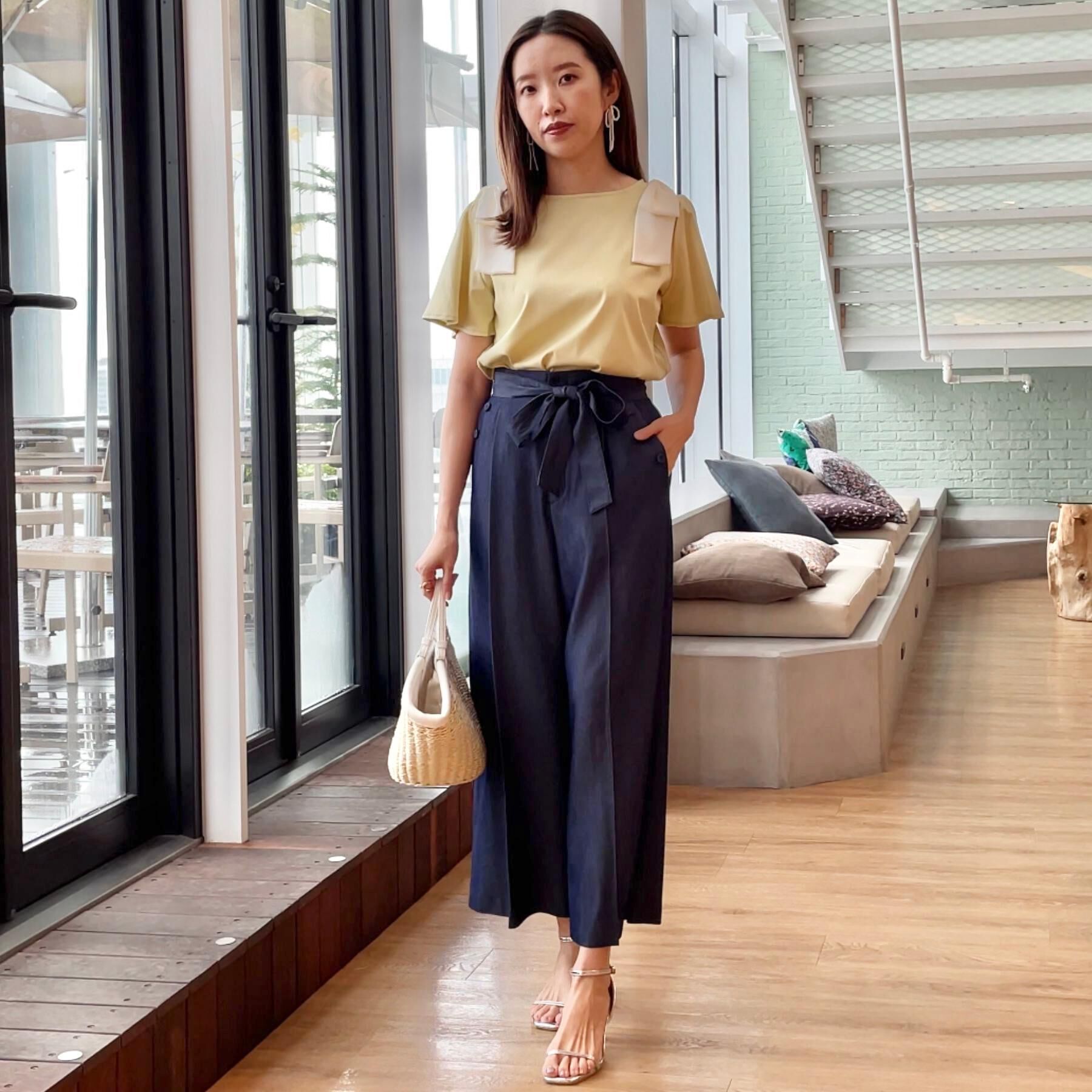 Couture broach「【リボン付き・通勤】シャンブレーワイドパンツ」|その他|