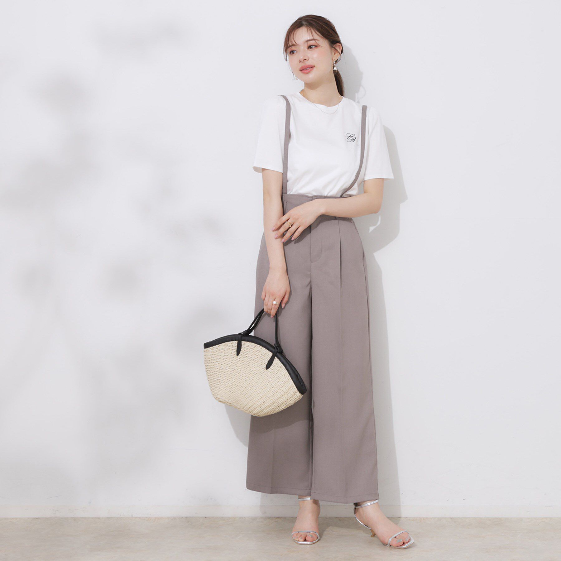 Couture broach「【美脚効果・通勤】リネンライク サス付きパンツ」|その他|