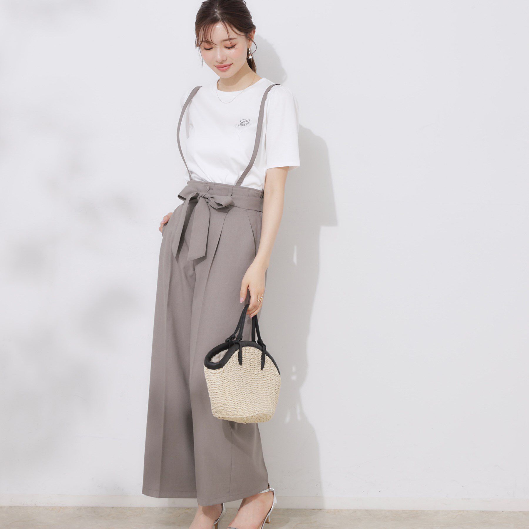 Couture broach「【美脚効果・通勤】リネンライク サス付きパンツ」|その他|