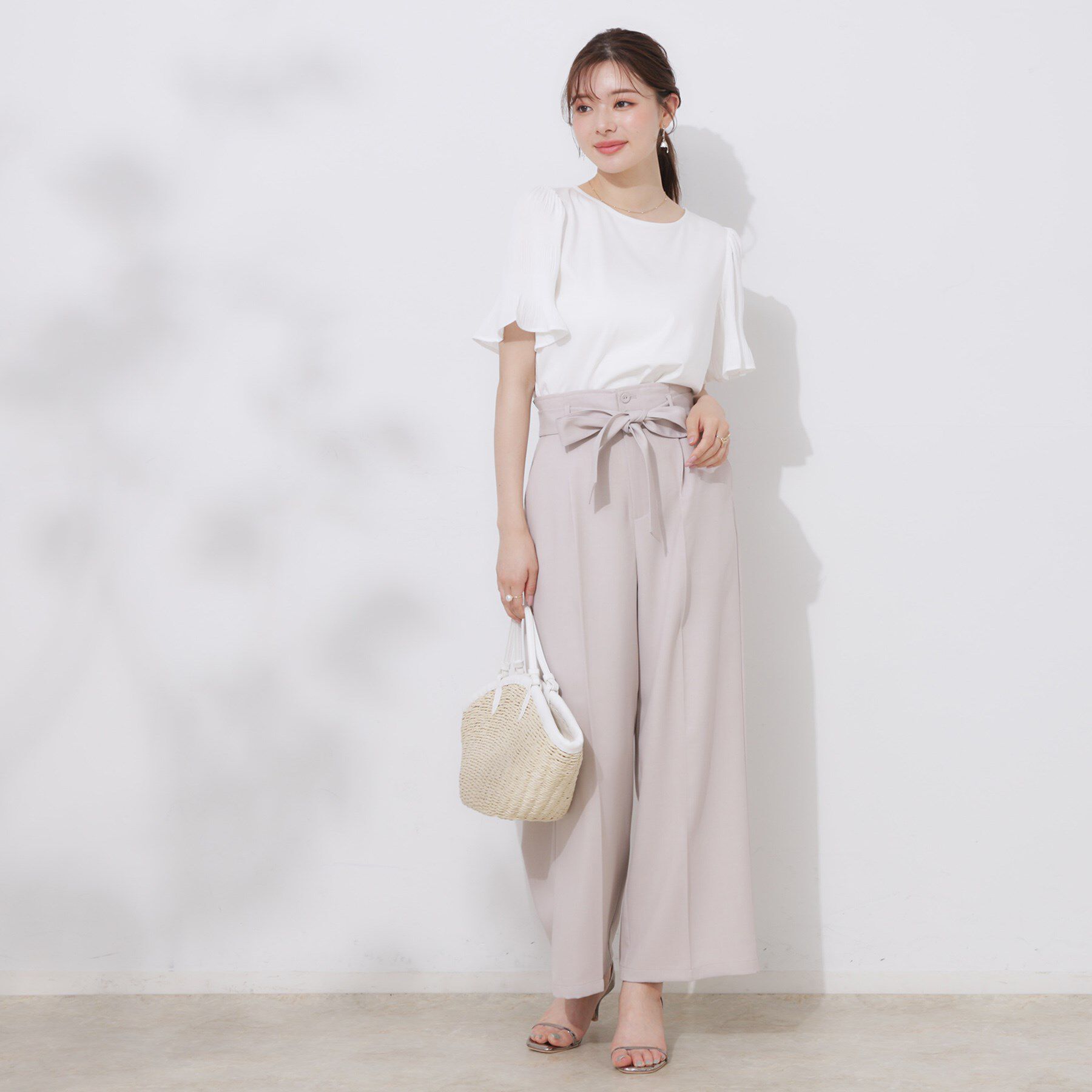 Couture broach「【美脚効果・通勤】リネンライク サス付きパンツ」|その他|