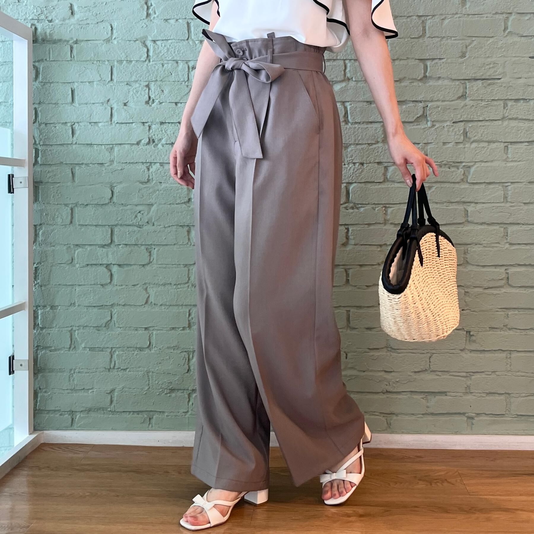 Couture broach「【美脚効果・通勤】リネンライク サス付きパンツ」|その他|