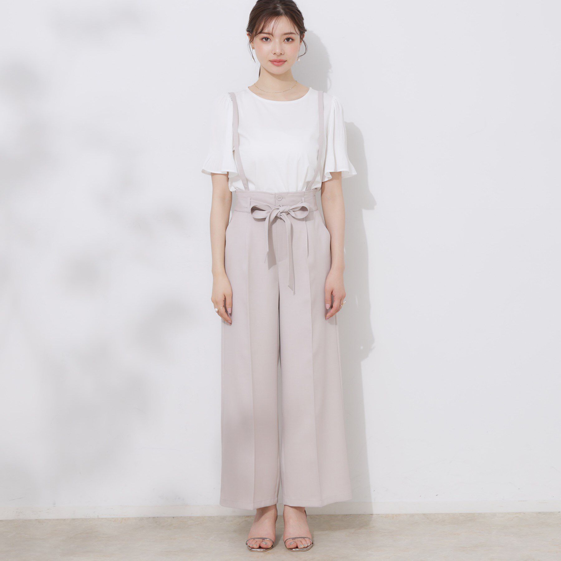 Couture broach「【美脚効果・通勤】リネンライク サス付きパンツ」|その他|