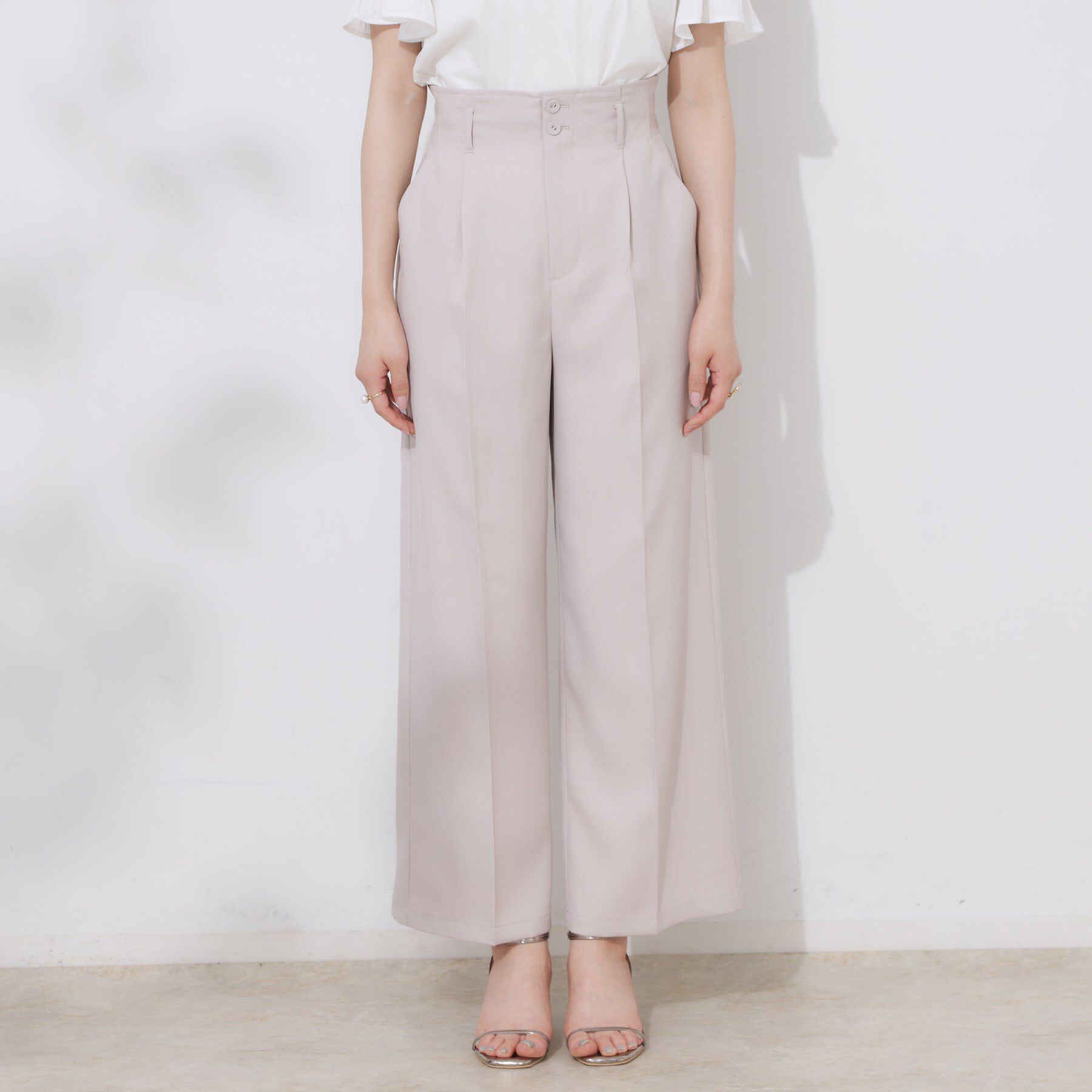 Couture broach「【美脚効果・通勤】リネンライク サス付きパンツ」|その他|