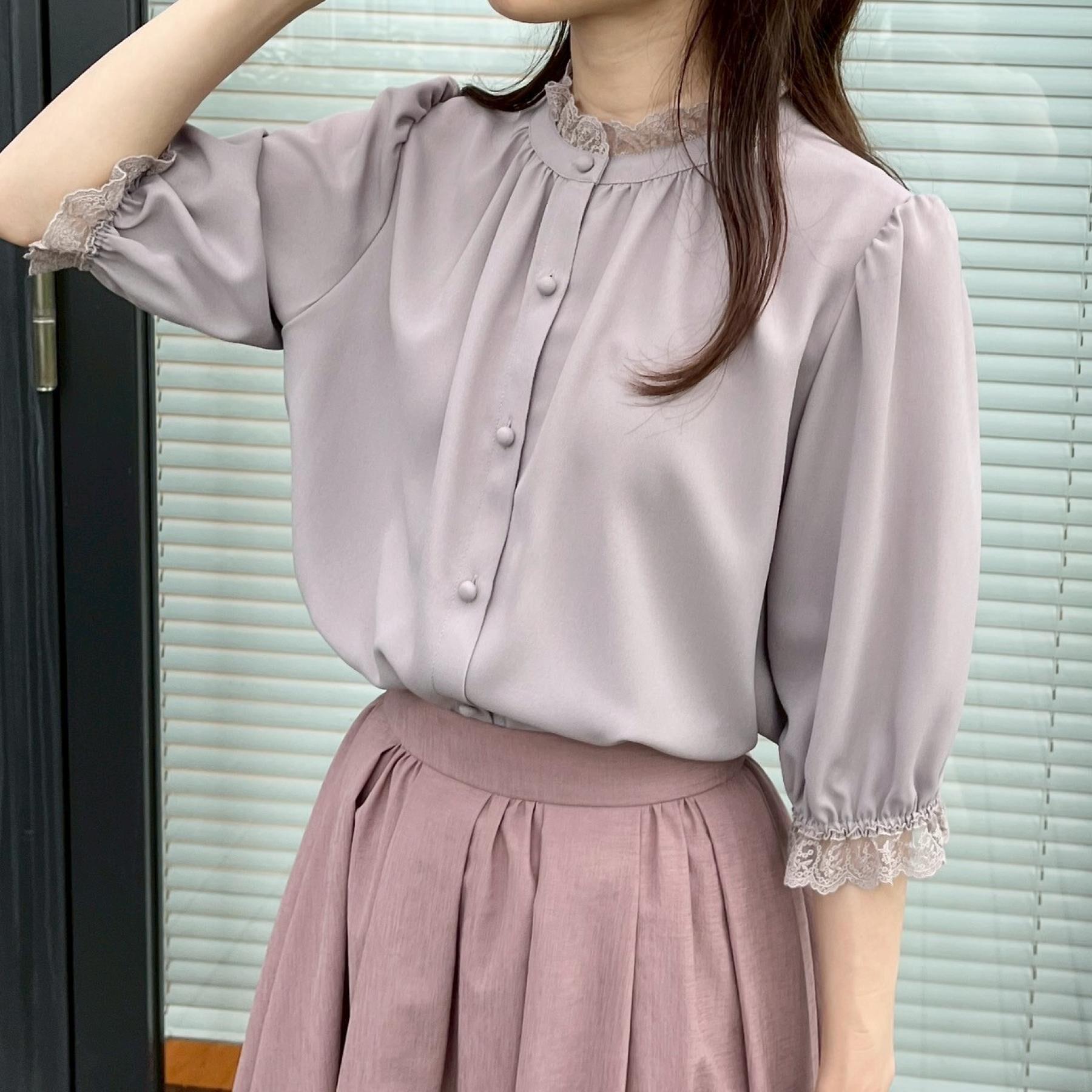 Couture broach「【華やか・大人可愛い・5分袖】エンブロレース前後2WAYブラウス」|シャツ・ブラウス|