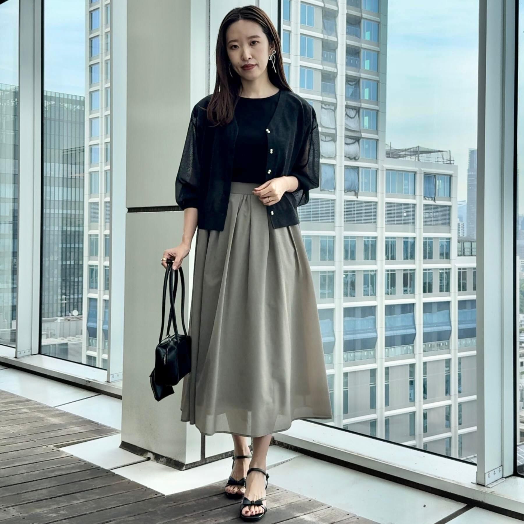 Couture broach「【秋カラー・オシャレな透け感】ダブルパール調シアーカーディガン」|カーディガン|