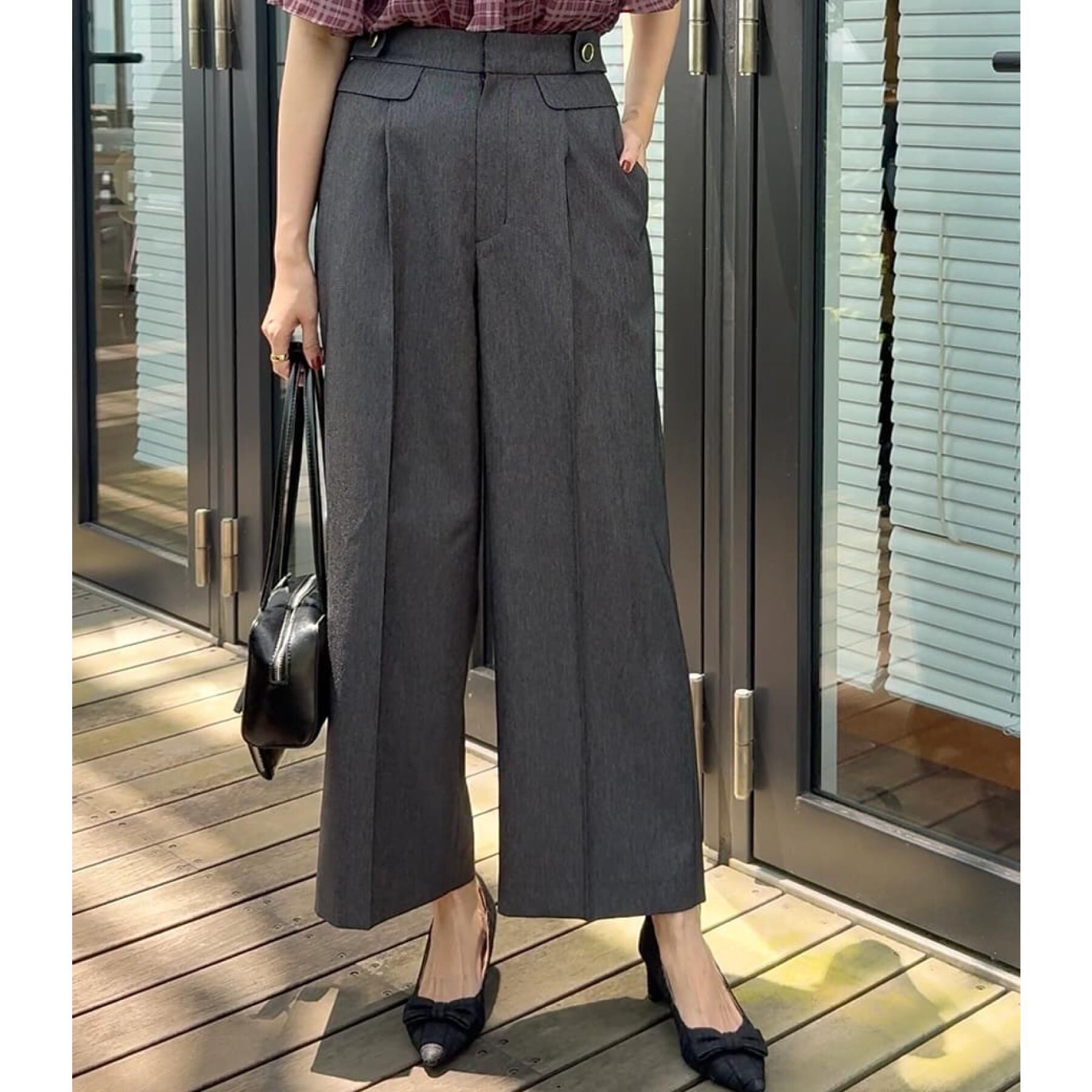 Couture broach「【マシンウォッシャブル・スッキリ見え】デニムライク釦デザインパンツ」|その他|