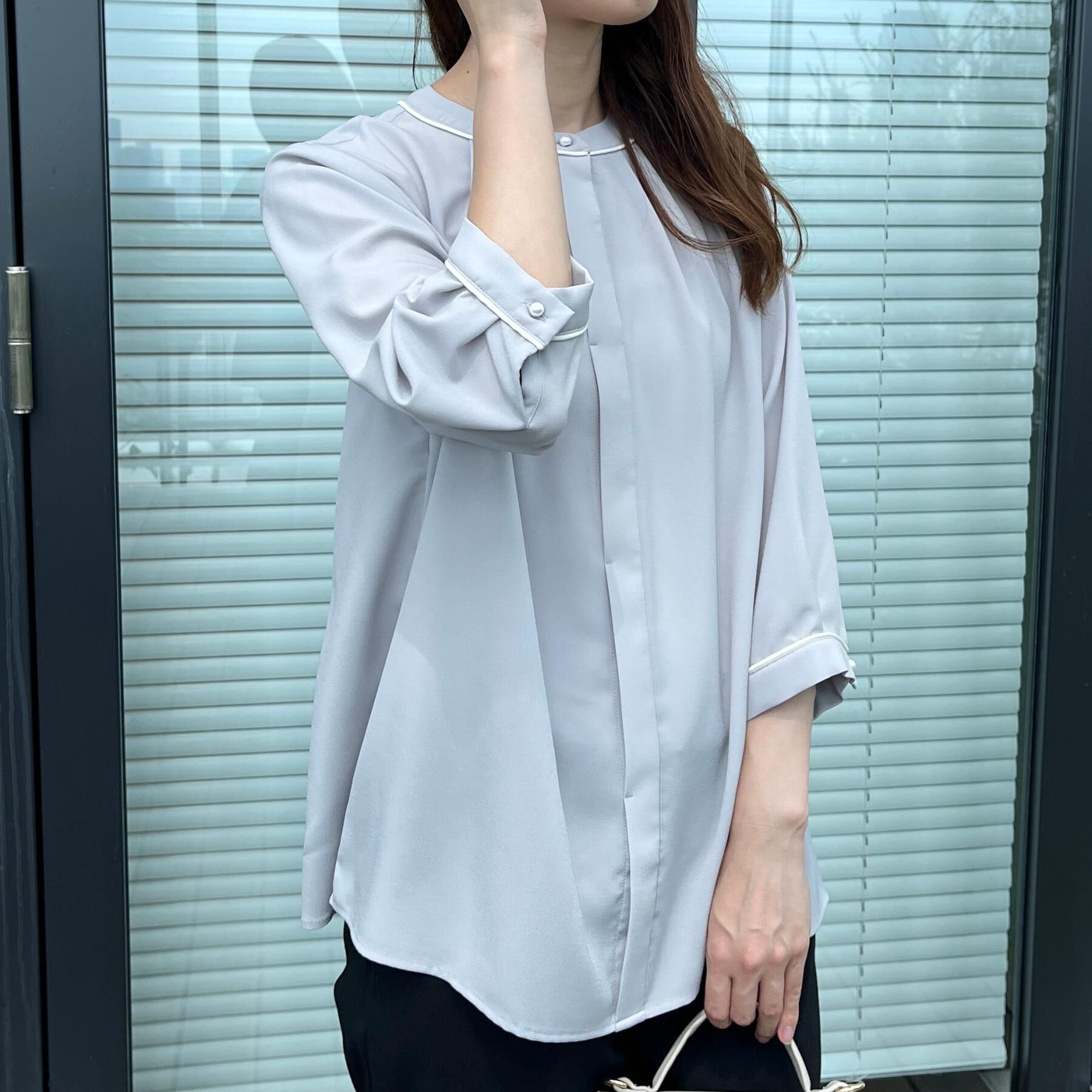 Couture broach「【6分袖・通勤】配色ジョーゼットブラウス」|シャツ・ブラウス|