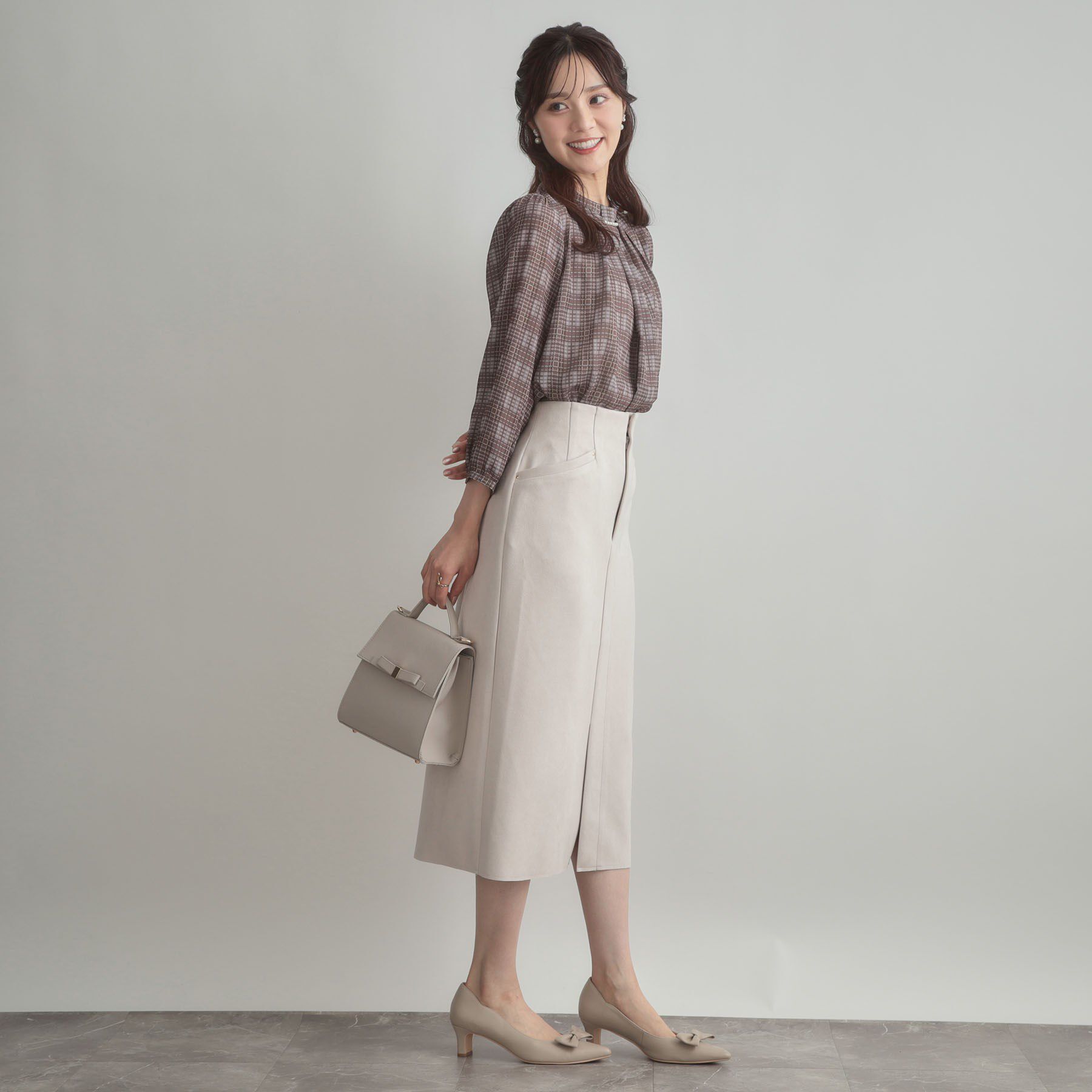 Couture broach「【洗える・ストレッチ・通勤】スエード調ダンボールIラインスカート」|スカート|