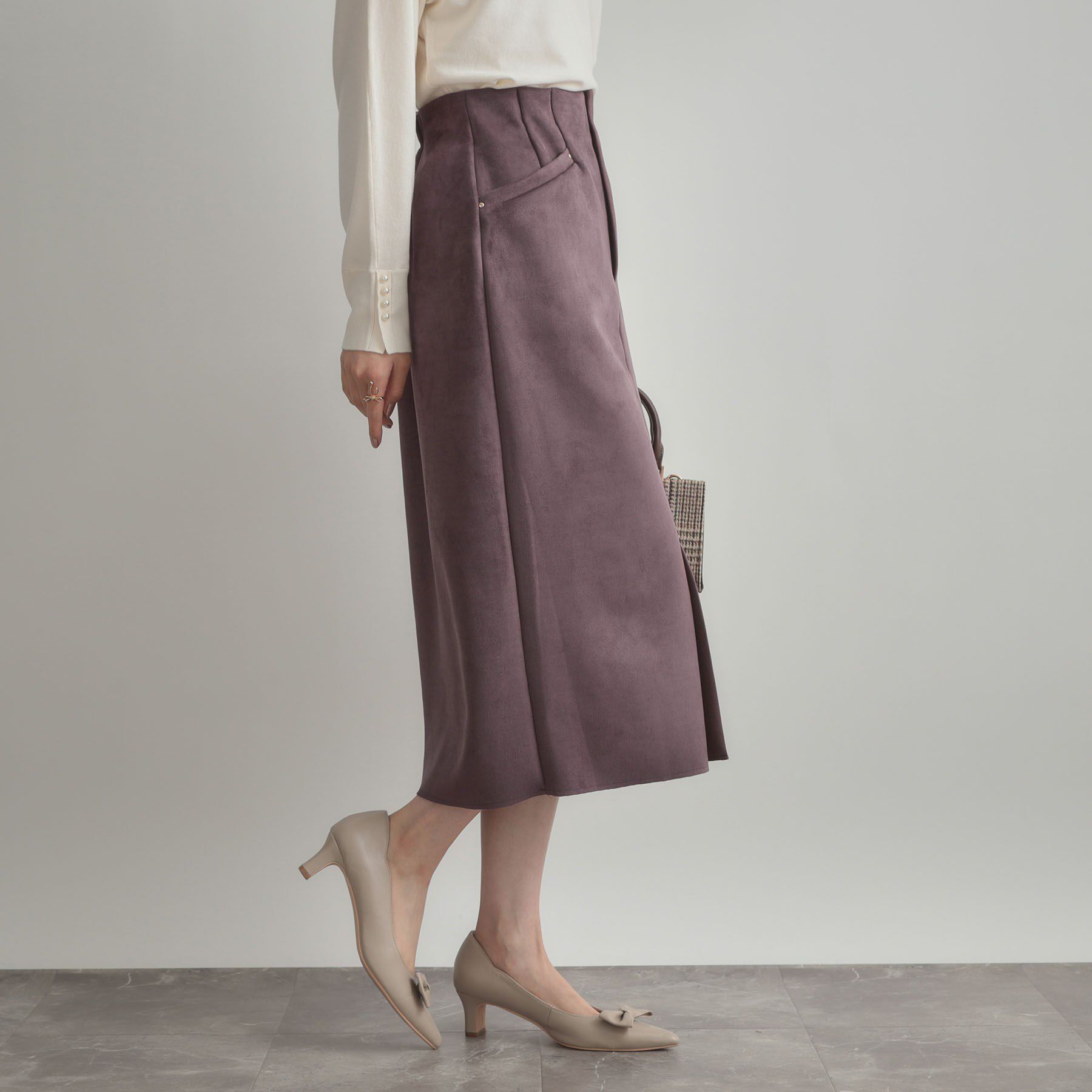 Couture broach「【洗える・ストレッチ・通勤】スエード調ダンボールIラインスカート」|スカート|