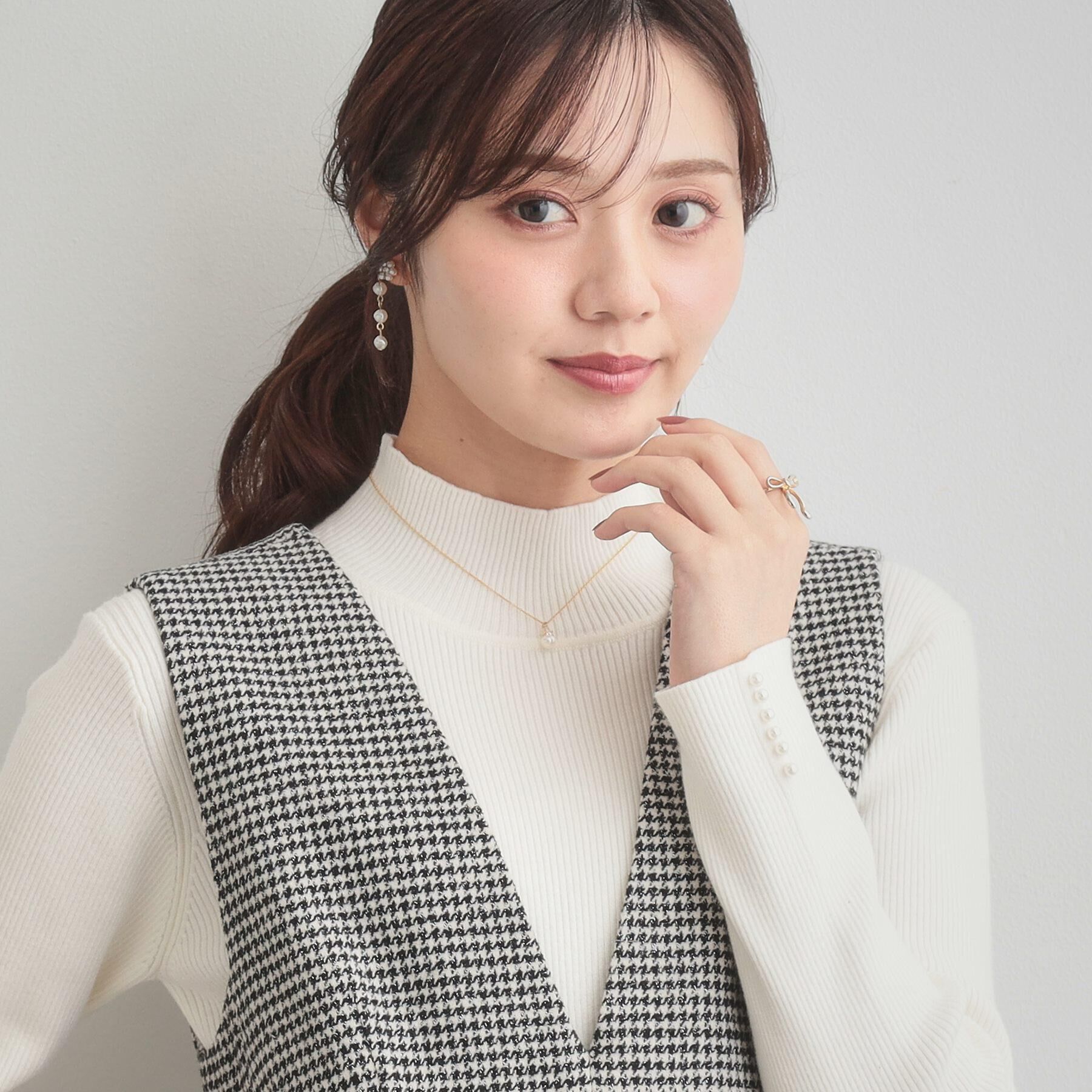 Couture broach「【多機能・フェミニン】パール調リブニット」|ニット・セーター|