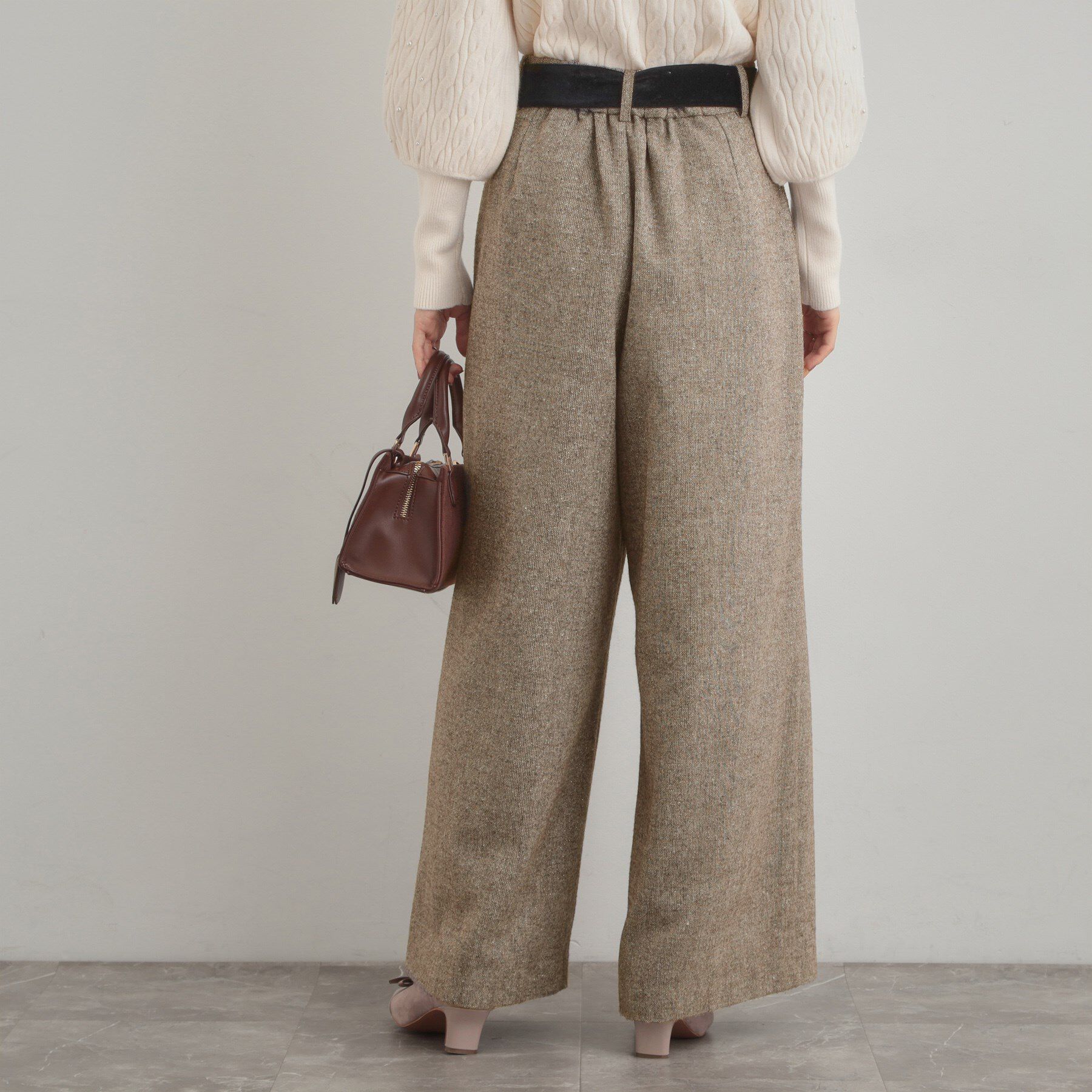 Couture broach「【上品華やか・通勤】ラメツイード ワイドパンツ」|その他|