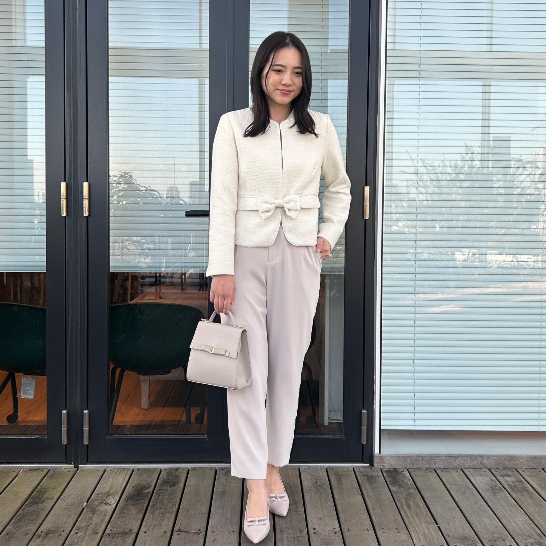 Couture broach「【ハレの日・通勤】カルゼスラブツイードジャケット」|ノーカラージャケット|