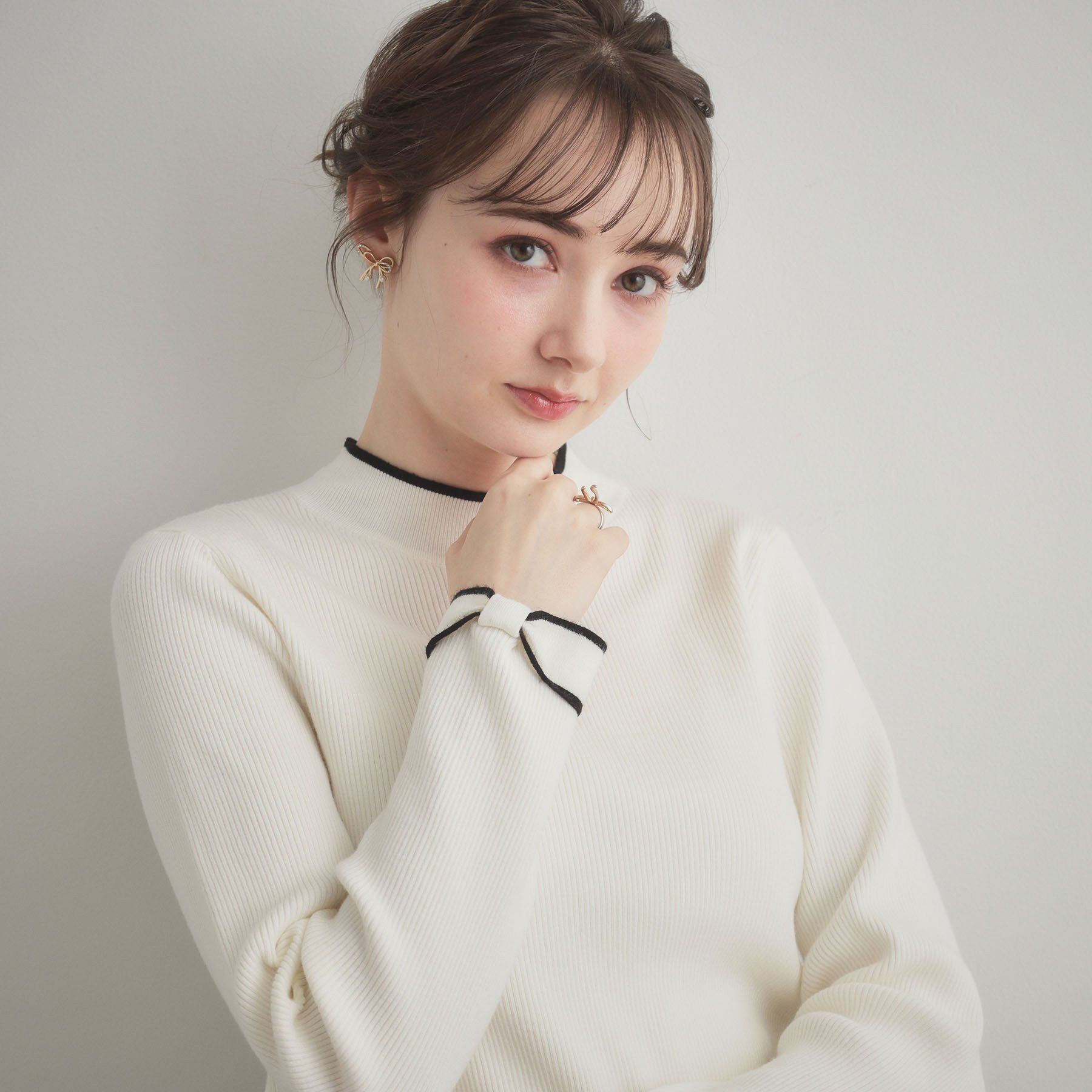Couture broach「【洗える・着映え】袖リボン リブニット」|ニット・セーター|