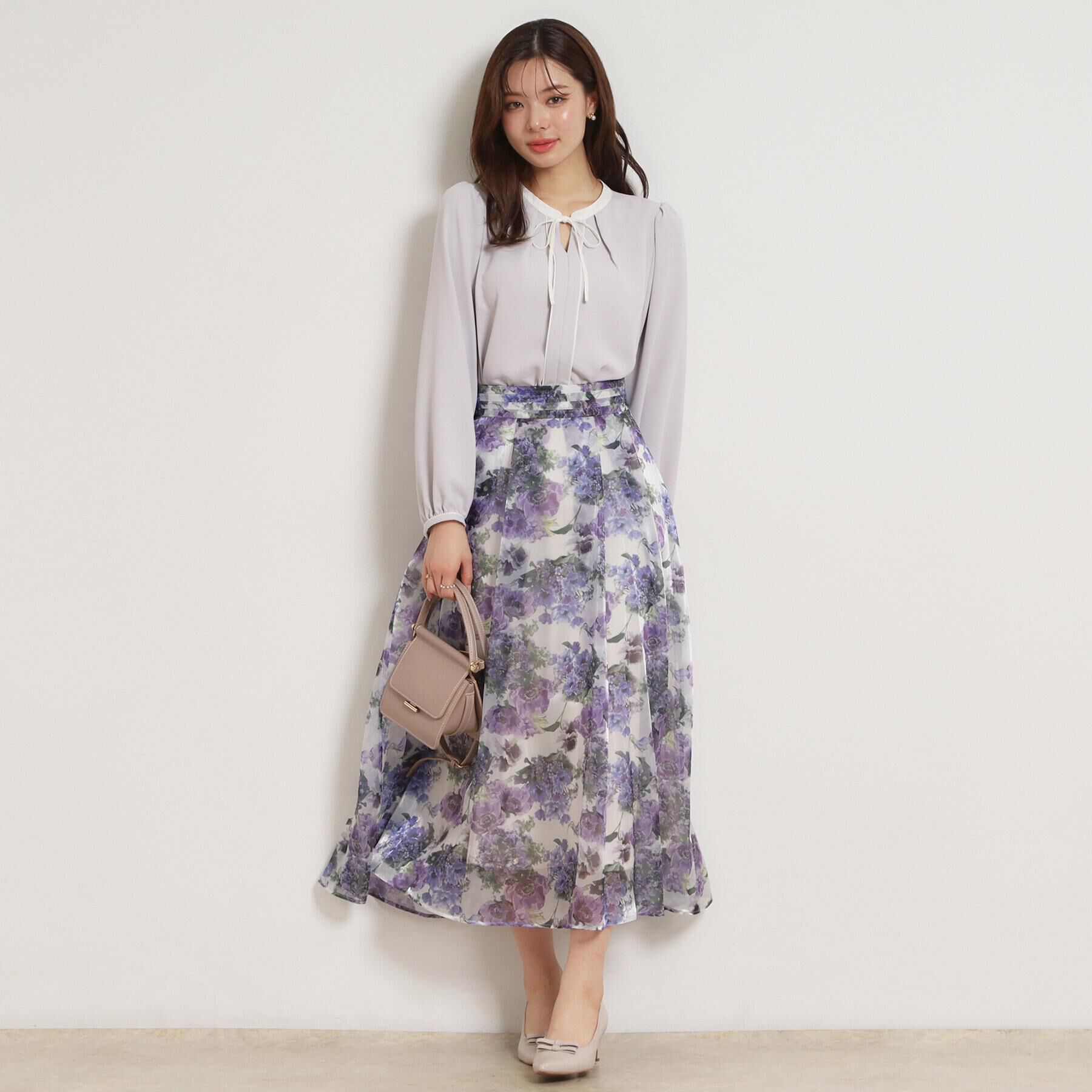 Couture broach「【洗える・ハレの日・通勤】配色 細リボンタイ ブラウス」|シャツ・ブラウス|