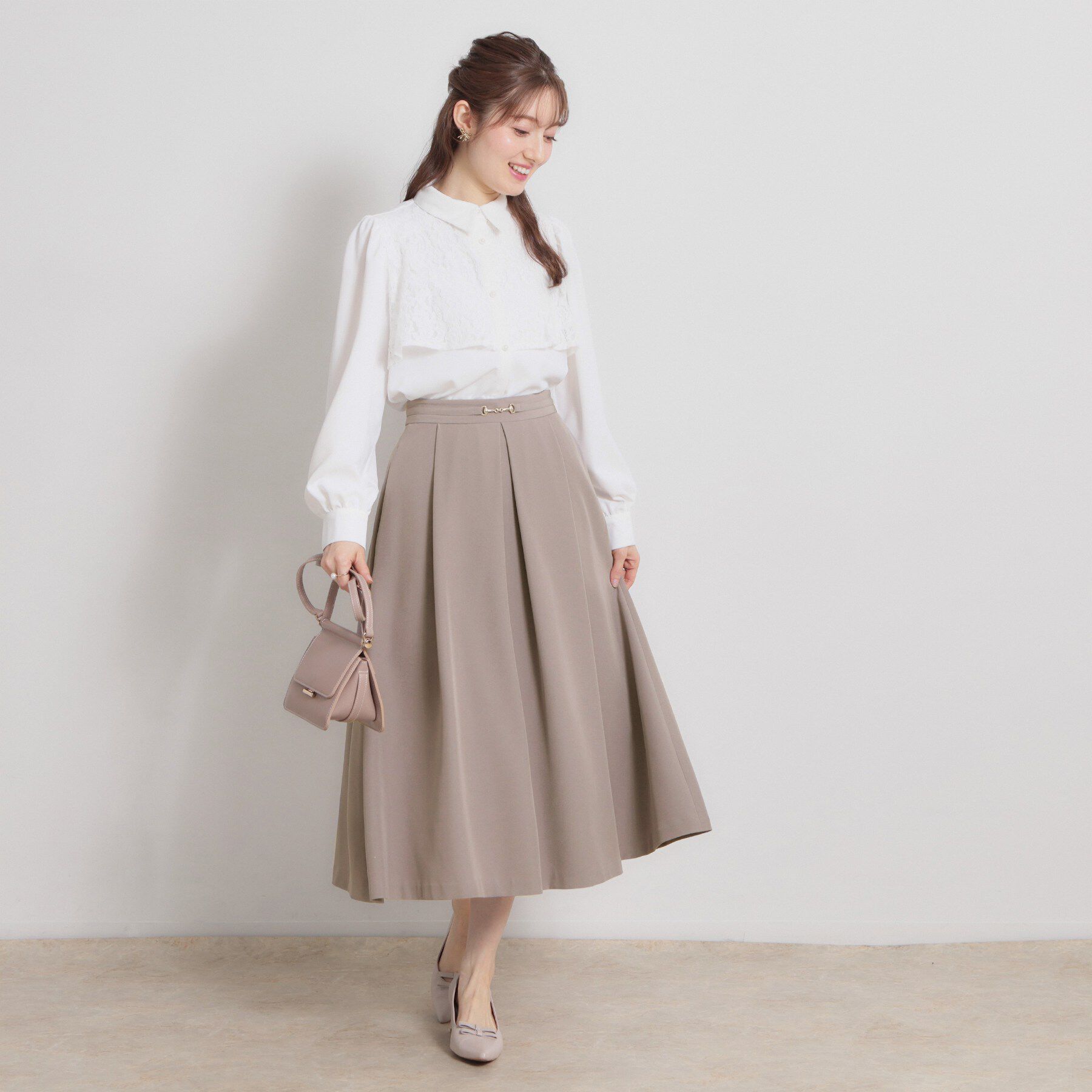 Couture broach「【洗える・通勤】ビットベルト タックスカート」|スカート|