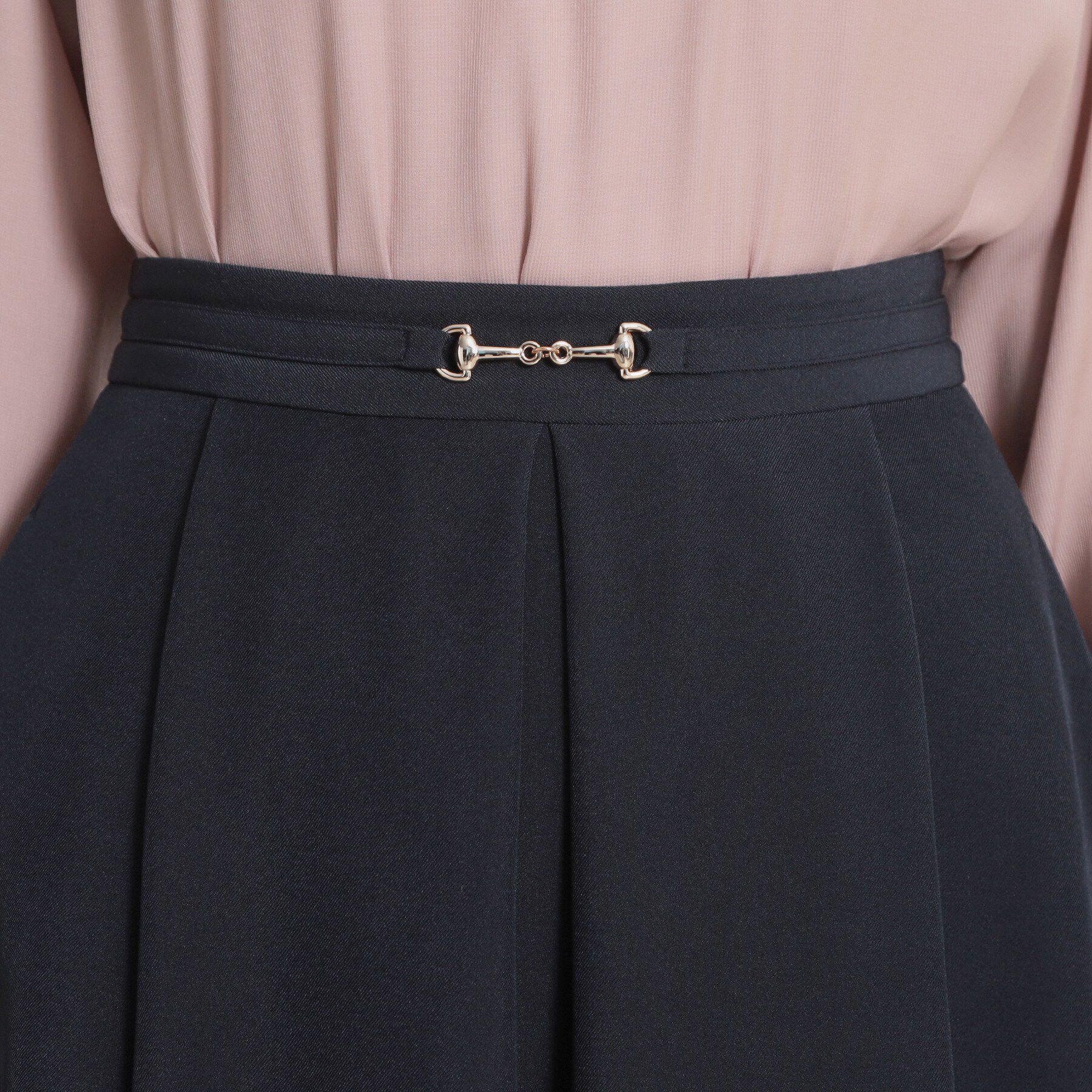 Couture broach「【洗える・通勤】ビットベルト タックスカート」|スカート|