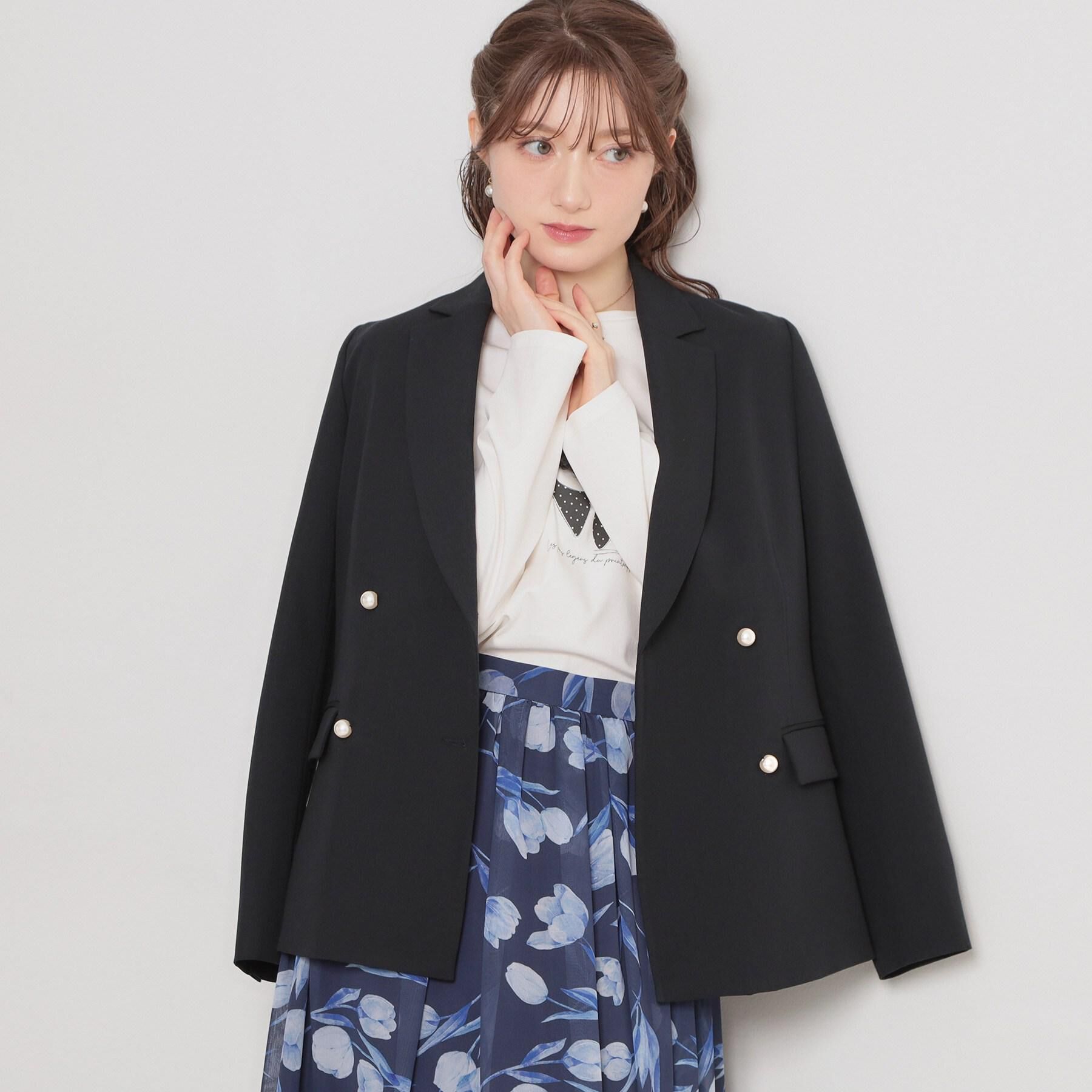 Couture broach「【洗える・ハレの日・通勤】パール調ボタン テーラードジャケット」|テーラードジャケット|