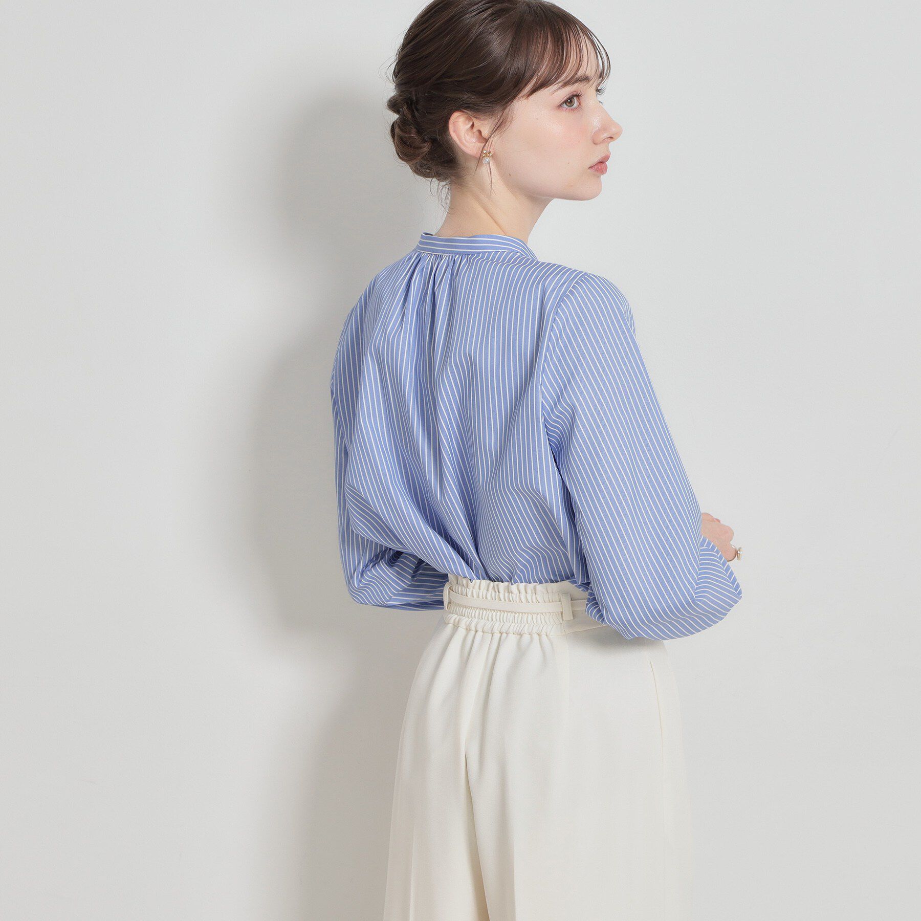 Couture broach「【通勤・着映え】ストライプ フリルブラウス」|シャツ・ブラウス|