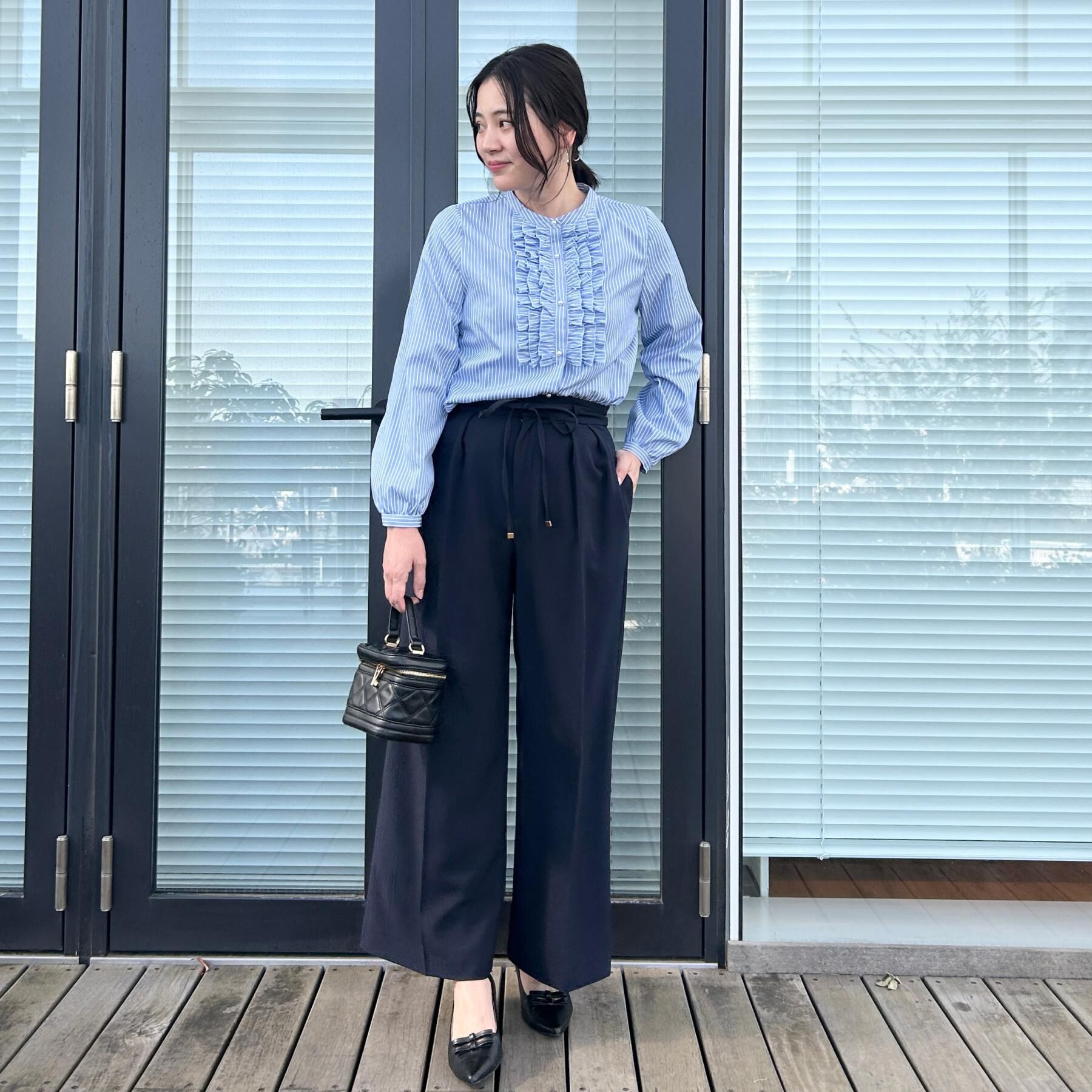 Couture broach「【通勤・着映え】ストライプ フリルブラウス」|シャツ・ブラウス|