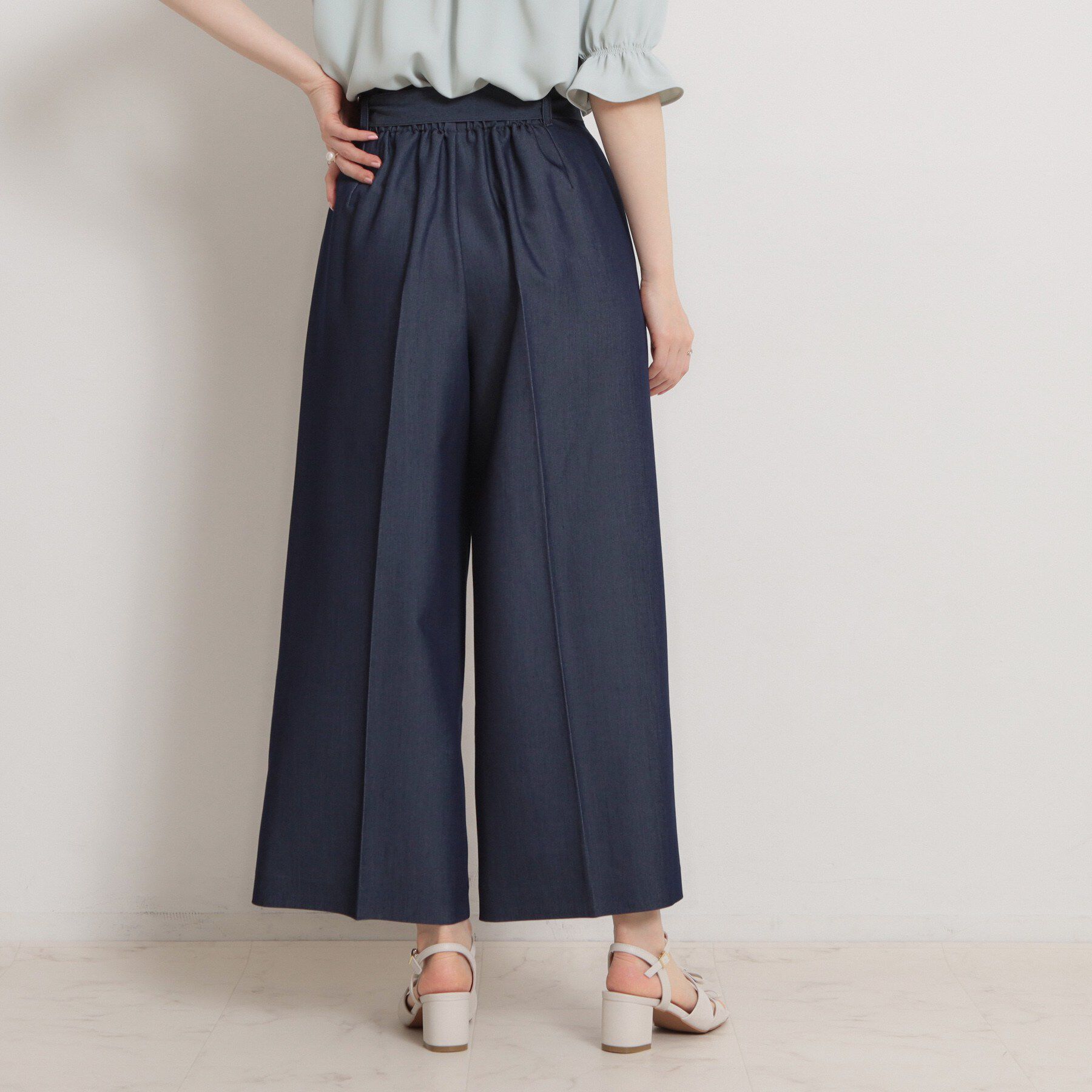Couture broach「【洗える・S-LL】マリン風アソート釦 シャンブレーワイドパンツ」|その他|